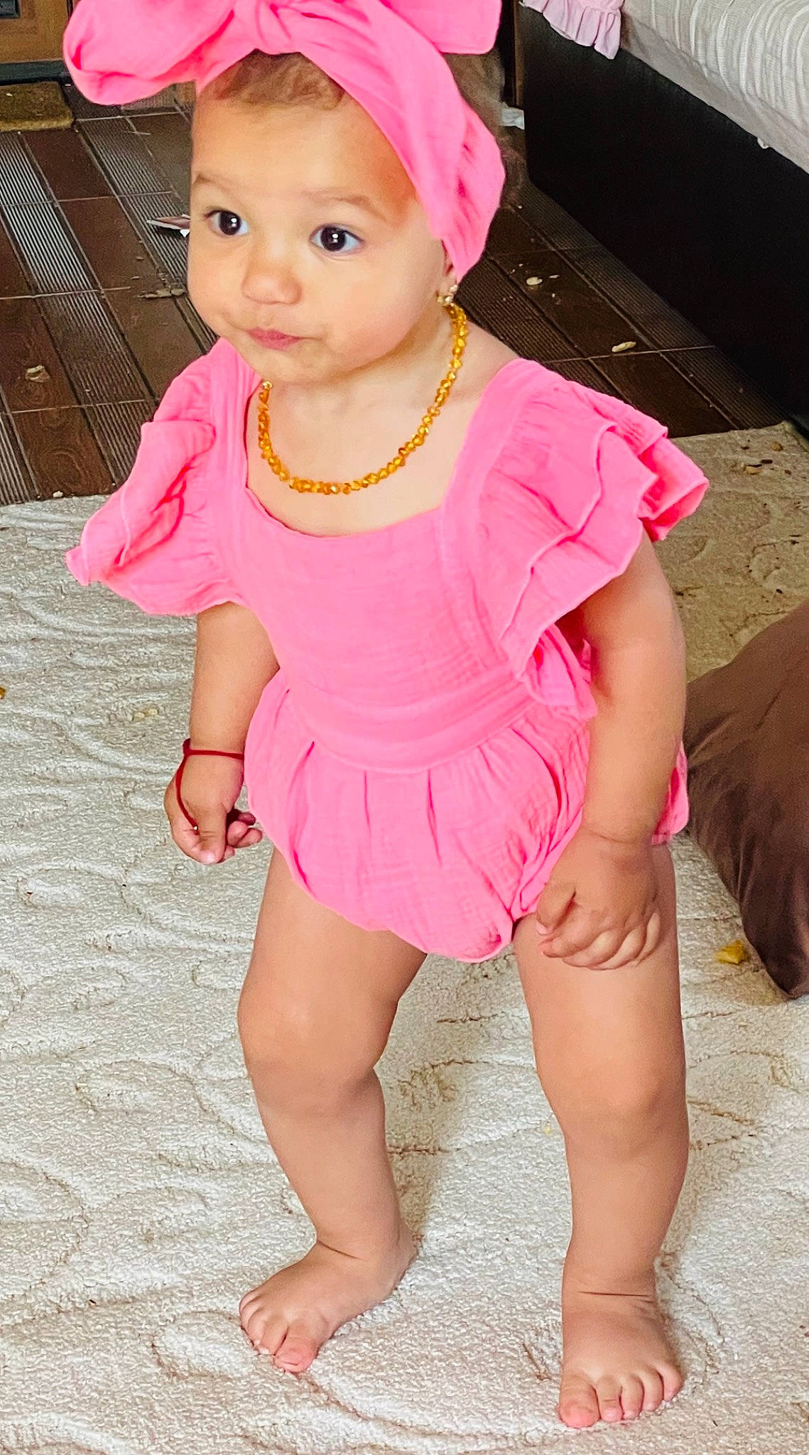 Emilia participe au concours pour gagner de l'argent avec cette photo : baby_toddler_clothing, blond, cheek, child, day_dress, dress, eye, face, fun, happy, head, jewellery, lip, magenta, neck, person, pink, skin, sleeve, thigh
