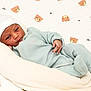 baby, newborn, infant, blanket, onesie, hat, teddy_bear_pattern, quilt, soft_texture, cozy, resting, cute, sleepwear, child, portrait, indoors, comfort, peaceful, small_hands, lying_down