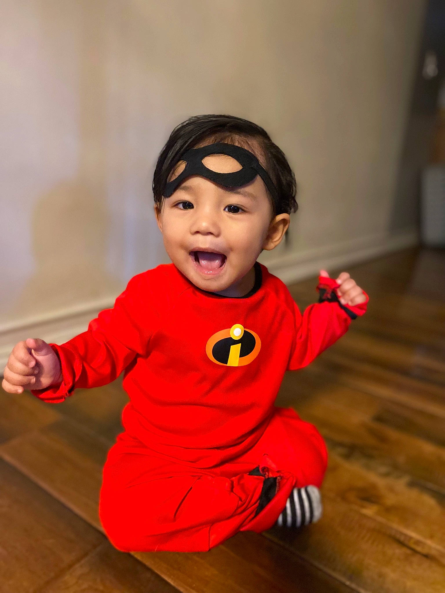Castiel joined the competition — help win amazing prizes! baby_toddler_clothing, cheek, child, flash_photography, floor, flooring, fun, hairstyle, happy, hardwood, laminate_flooring, orange, person, sitting, skin, sleeve, smile, t_shirt, toddler, wood
