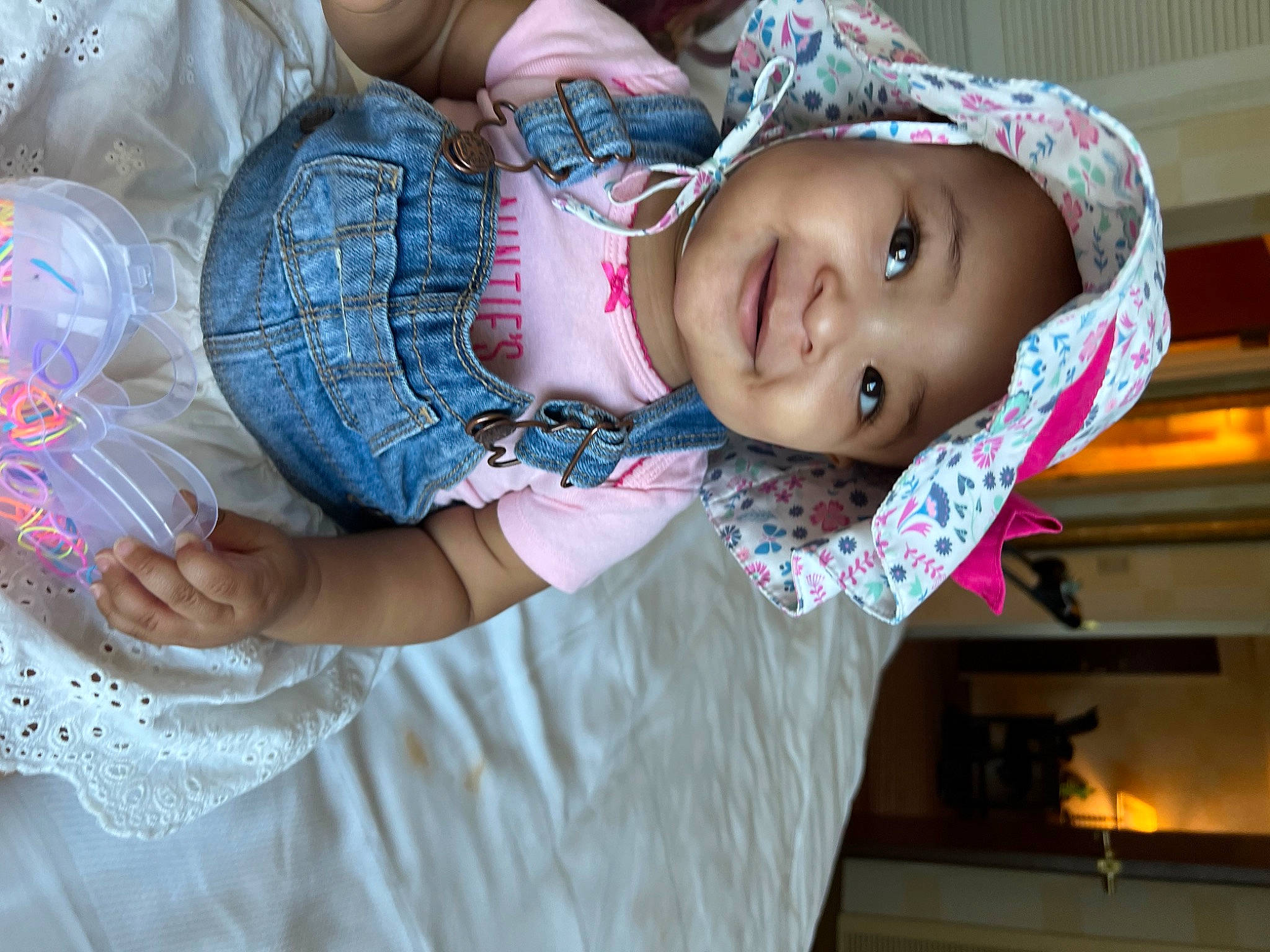 Serenity joined the competition — help win amazing prizes! baby, baby_products, baby_toddler_clothing, cheek, child, eye, face, fun, happy, hat, headwear, joy, magenta, mouth, pattern, person, pink, purple, room, skin