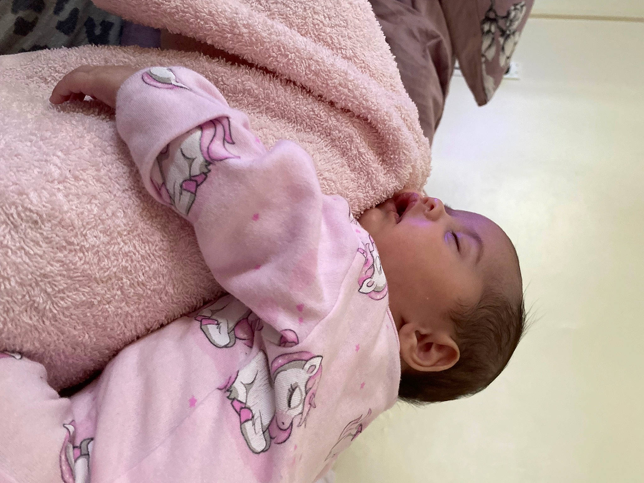 Kahleea is registered to the contest to win money with this photo: arm, baby, baby_sleeping, baby_toddler_clothing, cheek, comfort, eye, finger, gesture, glasses, hand, human_body, joint, lip, mouth, nose, person, pink, skin, sleeve