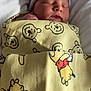 newborn, baby, sleeping, blanket, winnie_the_pooh, hat, bed, white, soft, cute, infant, child, wrapped, peaceful, portrait, indoors, clothing, rest, comfort, hospital