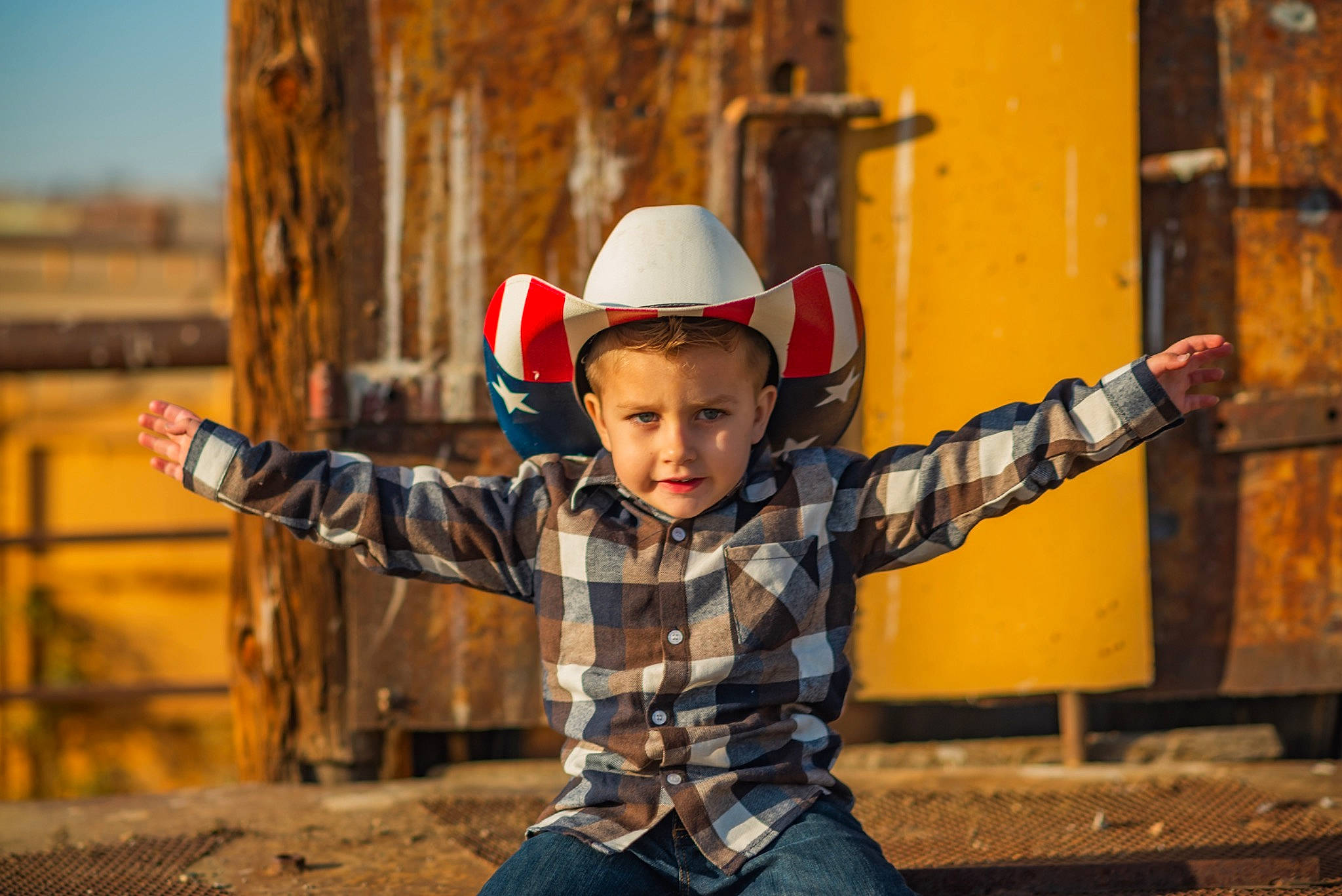 Dillyn is registered to the contest to win money with this photo: baby, baby_toddler_clothing, child, child_model, costume_accessory, cowboy_hat, denim, headgear, jeans, mouth, person, photo_shoot, stock_photography, sun_hat, toddler