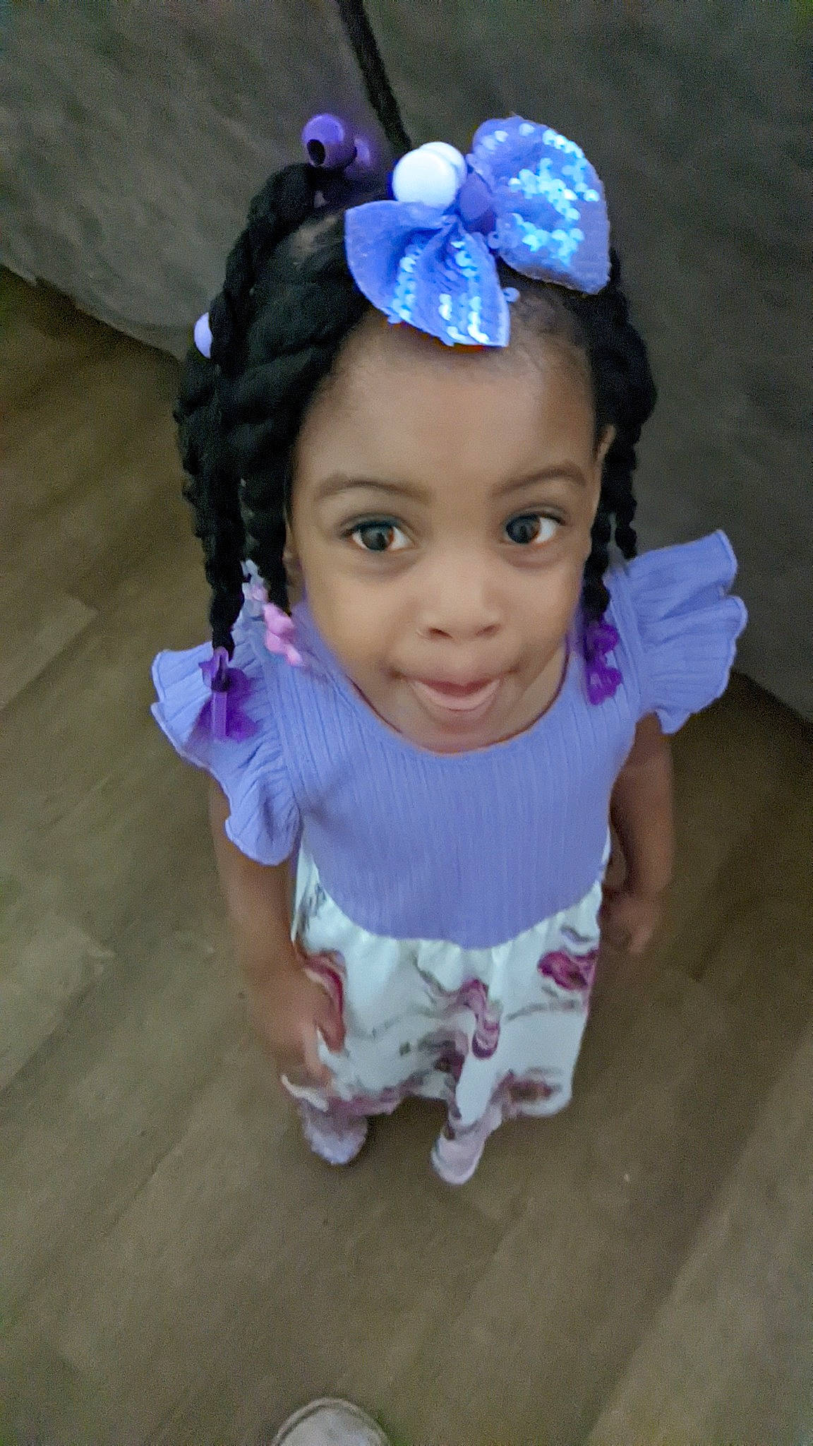 Lovely is registered to the contest to win money with this photo: baby_toddler_clothing, cheek, child, chin, electric_blue, fashion_accessory, hair, hair_accessory, happy, headband, headgear, headpiece, iris, magenta, person, pink, purple, sleeve, smile, toddler