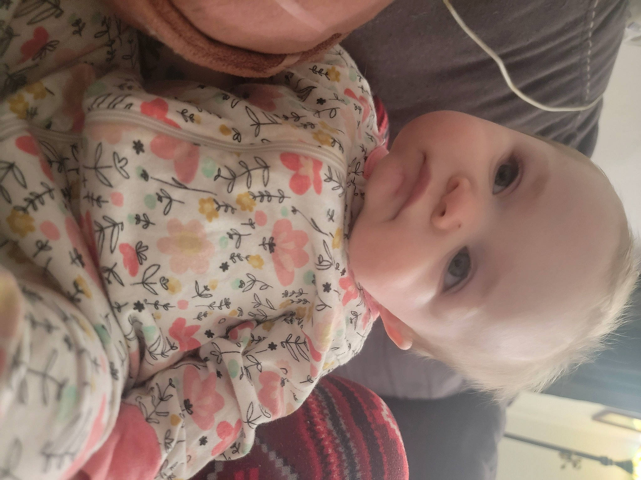 Gracelyn is registered to the contest to win money with this photo: baby, baby_toddler_clothing, cheek, child, comfort, face, facial_expression, gesture, happy, head, iris, lip, mammal, mouth, nose, organ, person, skin, sleeve, toddler