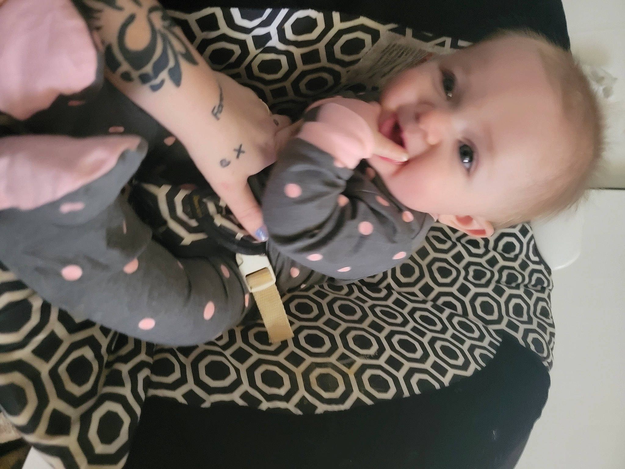 Gracelyn joined the competition — help win amazing prizes! baby, baby_products, baby_toddler_clothing, cheek, child, embellishment, eyelash, fashion_accessory, headgear, human_body, human_leg, iris, lip, nail, pattern, person, skin, sleeve, sweetness, thigh