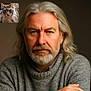 Loki is registered to the contest to win money with this photo: beard, cat, closeup, eyes, face, fluffy_cat, grey_cat, grey_hair, hair, indoor, inset_photo, long_hair, man, older_adult, pet, portrait, serious, sweater, thoughtful, warm_lighting