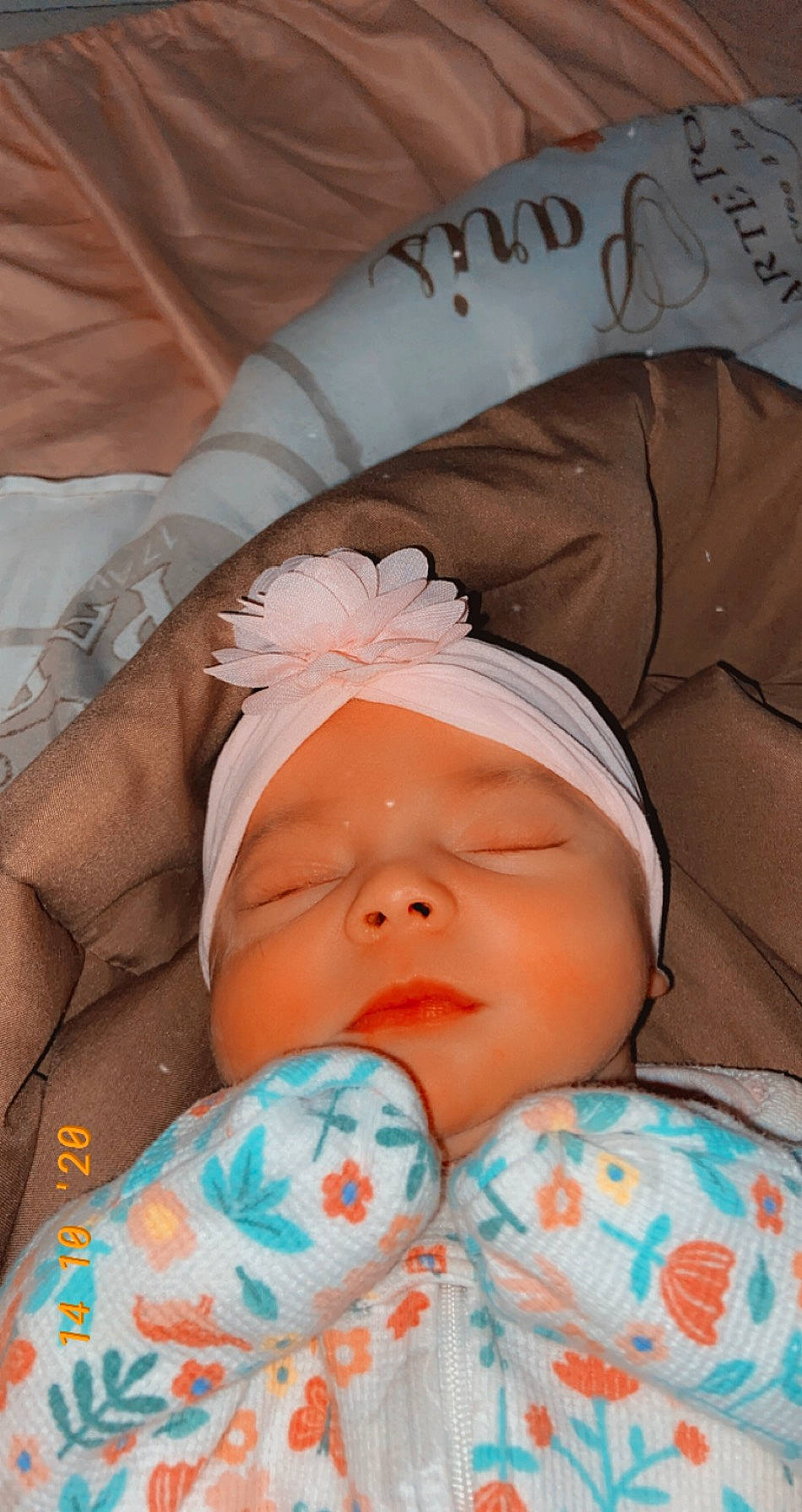 Ophelia is registered to the contest to win money with this photo: baby, bedtime, birth, child, headwear, person, skin, sleep, toddler