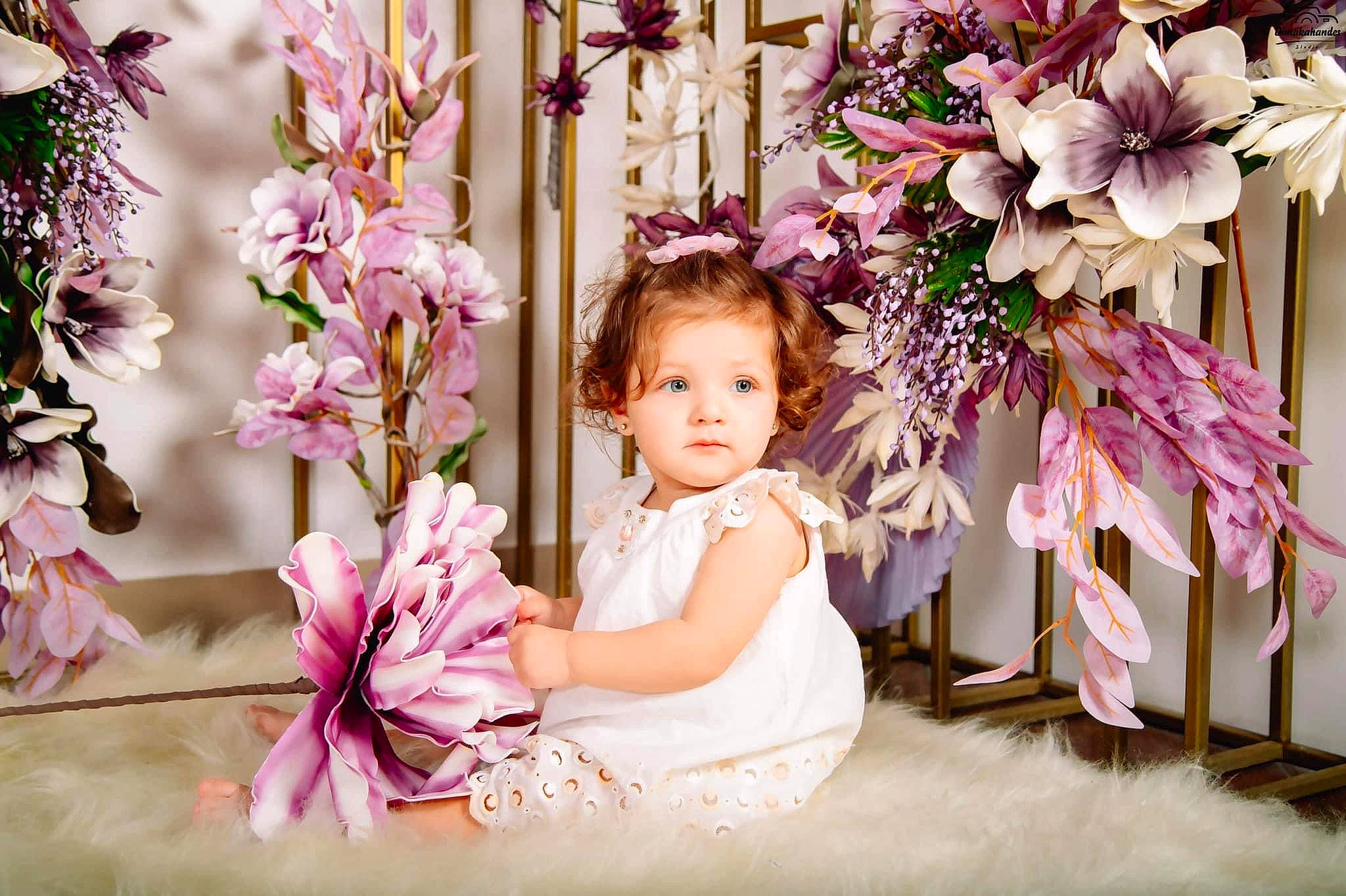 Ariana joined the competition — help win amazing prizes! beauty, blossom, bouquet, cut_flowers, dress, fashion, floral_design, flower, flower_arranging, happy, magenta, person, petal, photograph, pink, plant, purple, textile, toddler, twig