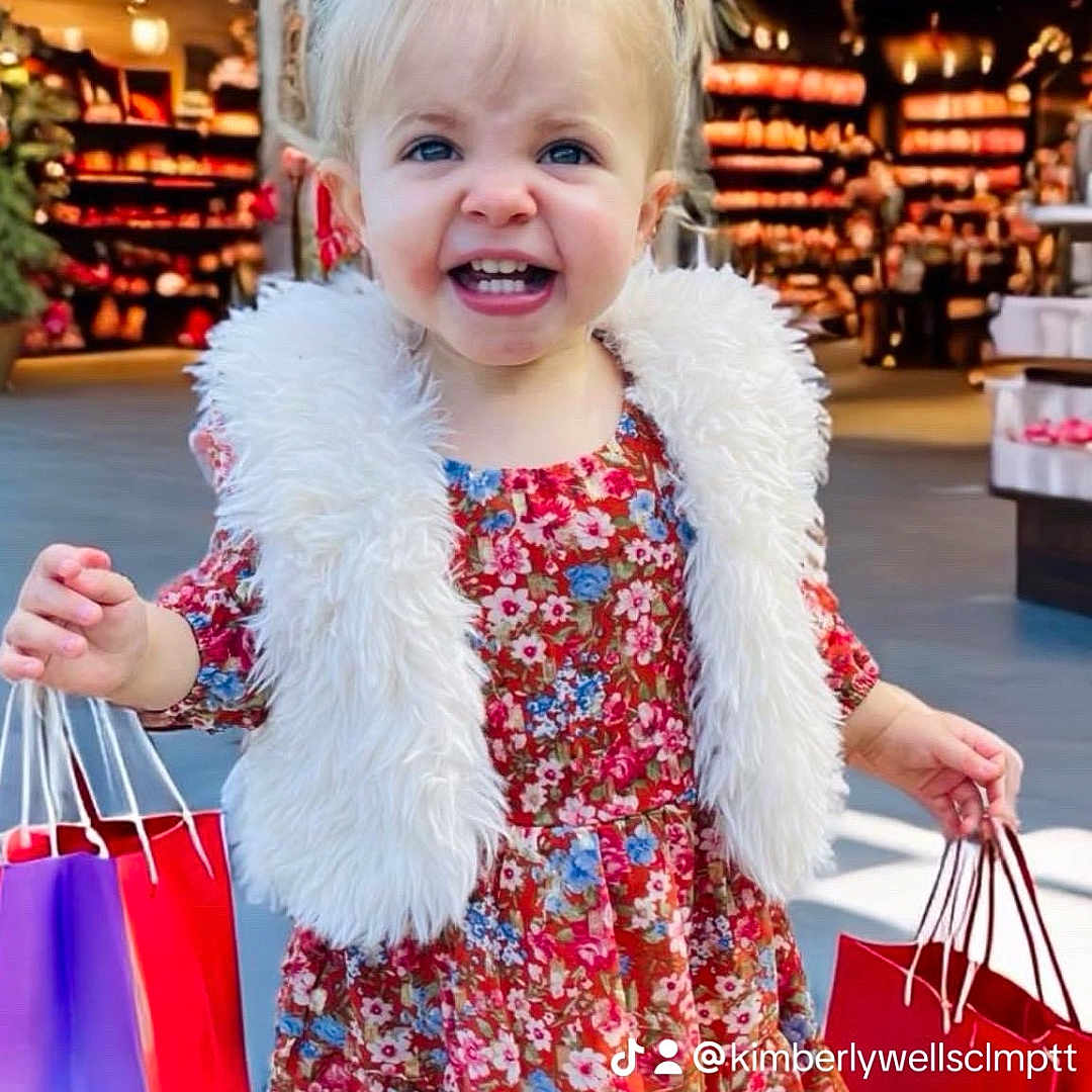 Charli Grace joined the competition — help win amazing prizes! accessories, bag, child, clothing, coat, dress, face, female, girl, handbag, happy, head, indoors, person, photography, portrait, shop, shopping, shoppingbag, shoppingmall