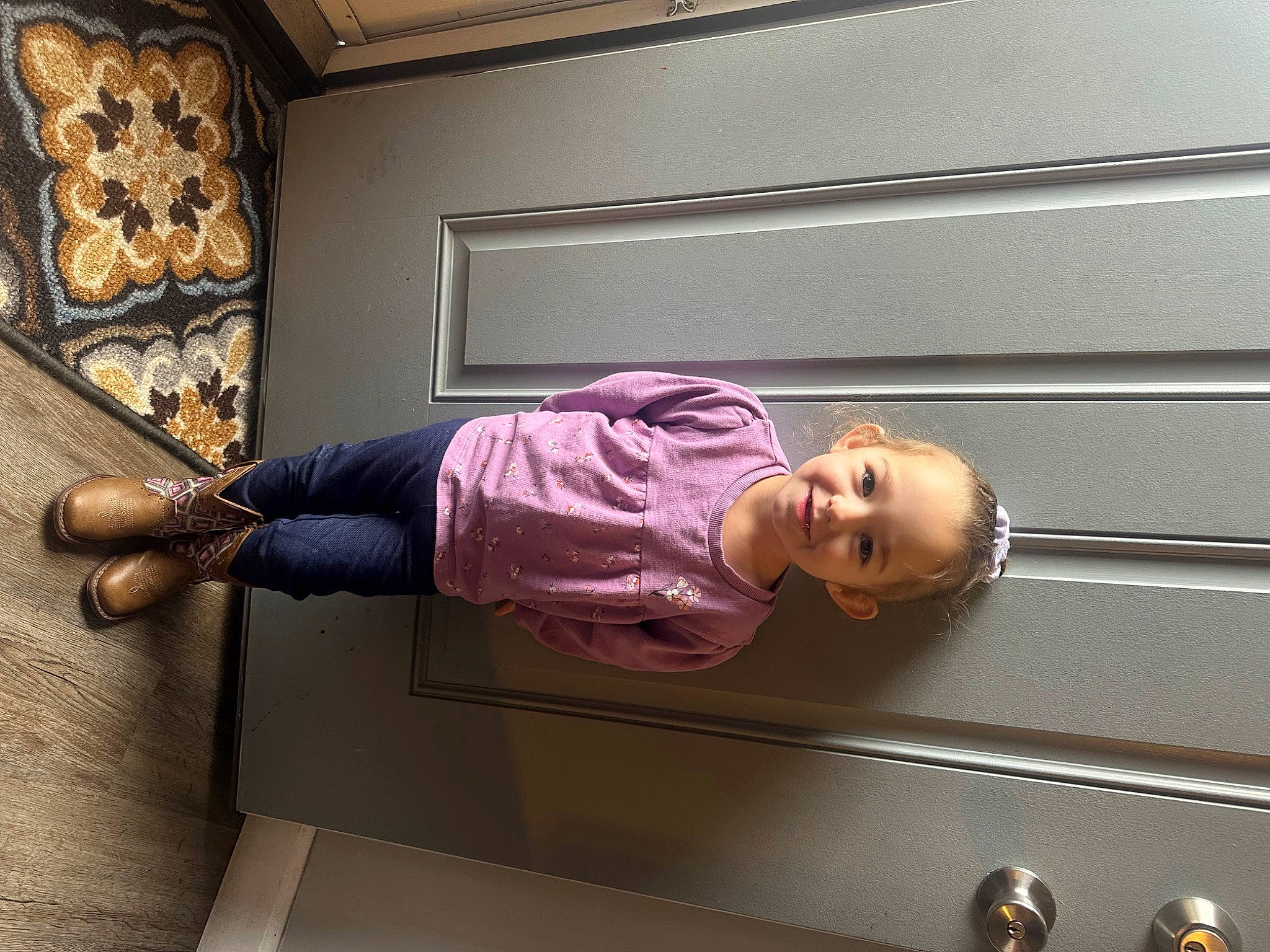 Olivia joined the competition — help win amazing prizes! baby_toddler_clothing, ceiling, child, comfort, door, fun, happy, joy, magenta, metal, person, room, toddler, window, wood