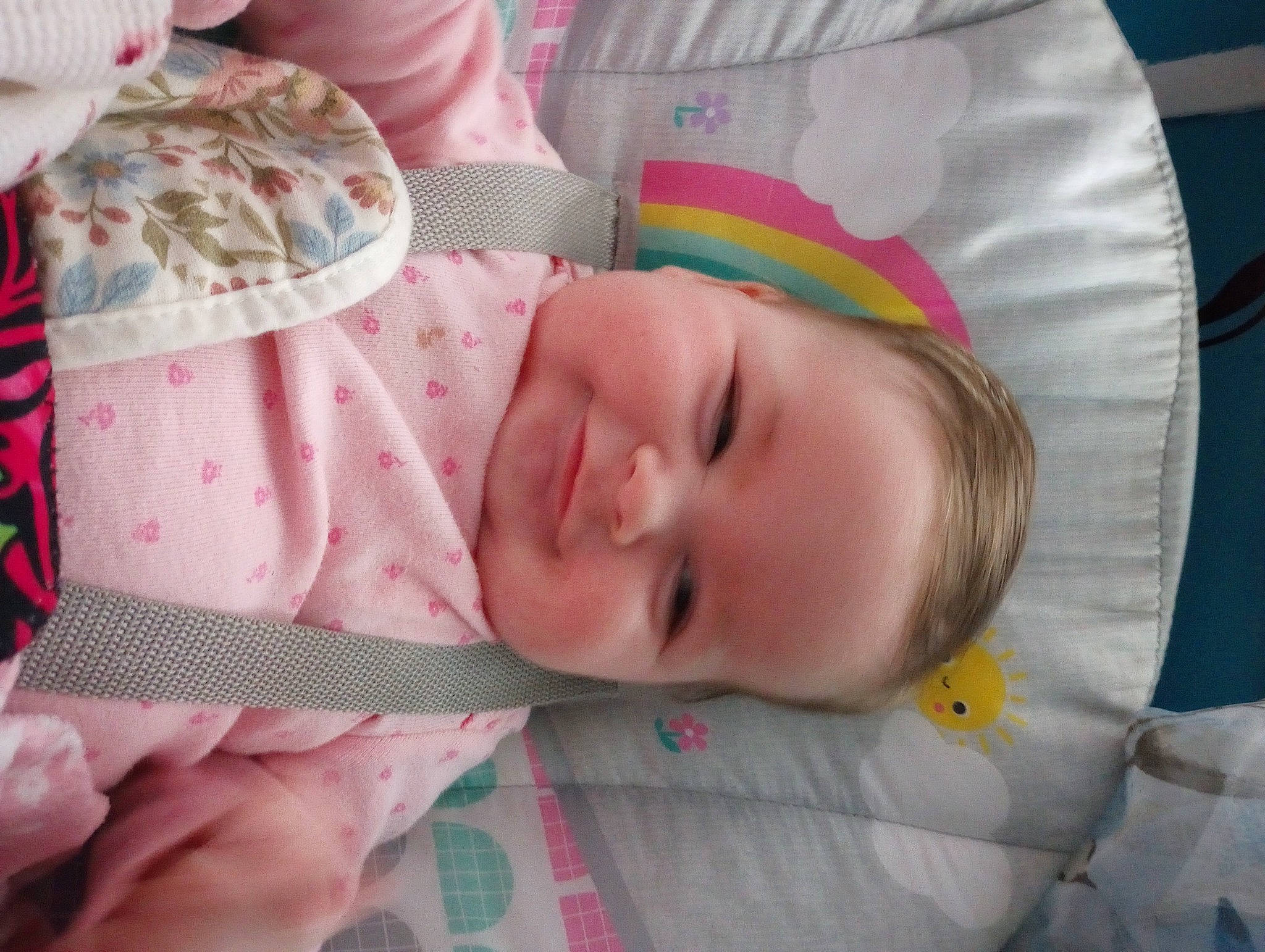 Alexis King is registered to the contest to win money with this photo: baby, baby_products, baby_sleeping, baby_toddler_clothing, bedtime, cheek, child, comfort, face, linens, nap, nose, pattern, person, pink, product, skin, sleep, sleeve, toddler