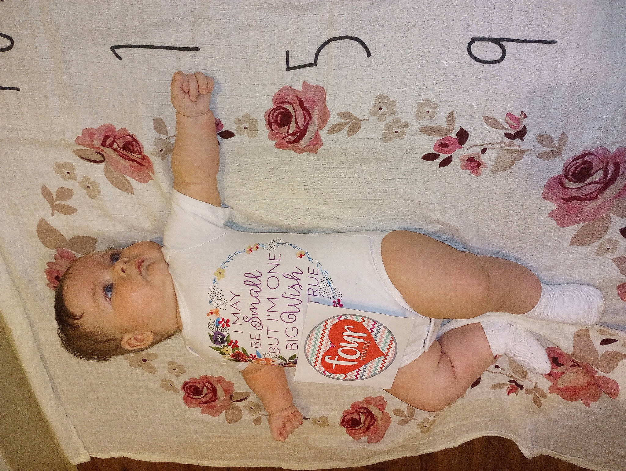 Alexis King is registered to the contest to win money with this photo: baby, baby_products, baby_sleeping, baby_toddler_clothing, bed, bed_sheet, bedding, chest, child, comfort, finger, font, happy, linens, pattern, person, pink, room, skin, textile