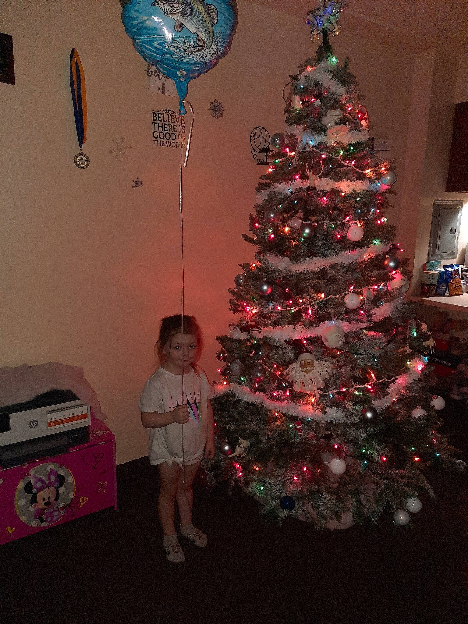 Aurora King is registered to the contest to win money with this photo: christmas, christmas_decoration, christmas_eve, christmas_ornament, christmas_tree, conifer, event, evergreen, fun, holiday, holiday_ornament, larch, lighting, magenta, ornament, person, pink, plant, standing, tree