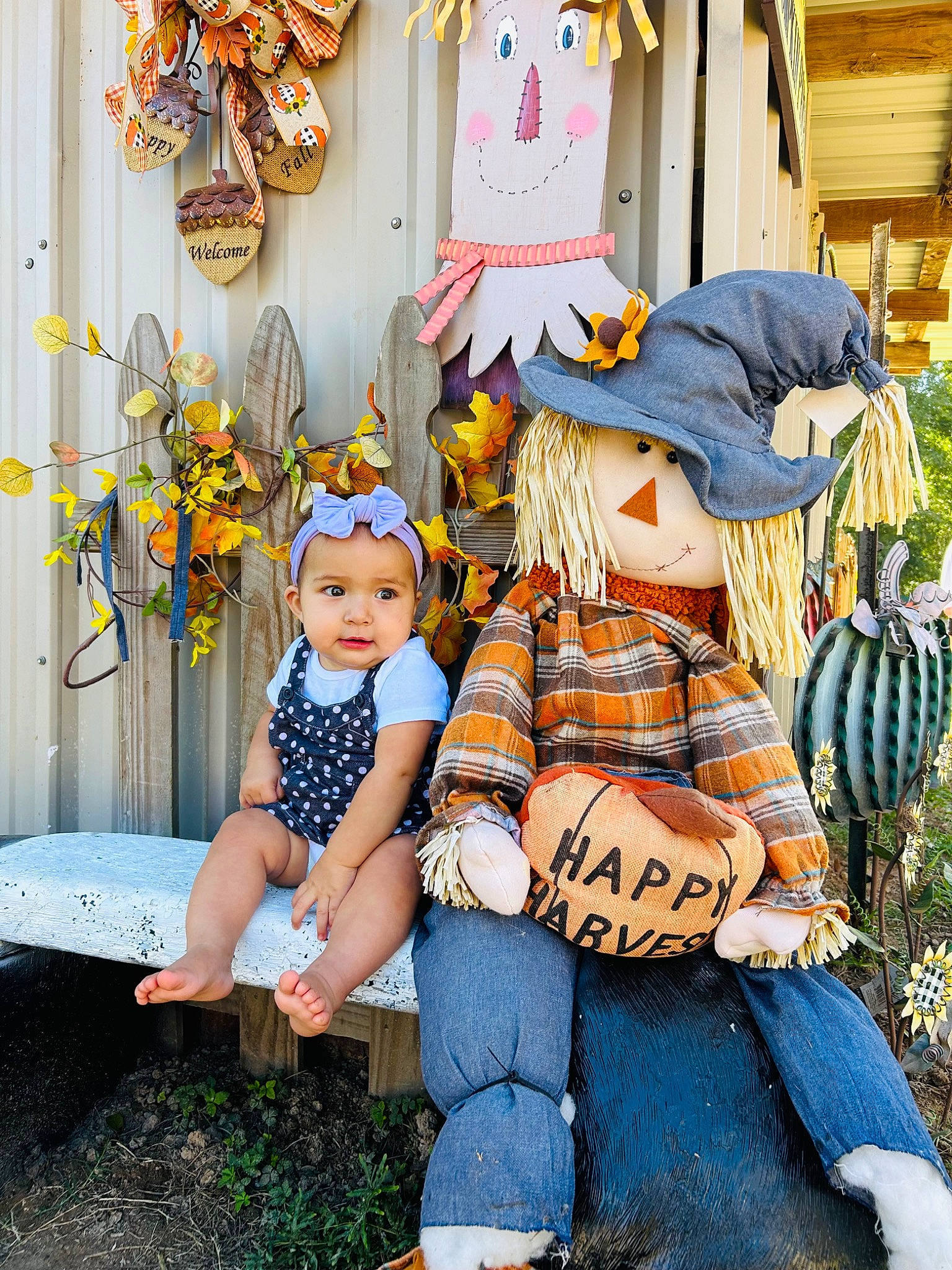 Everlee joined the competition — help win amazing prizes! bench, boot, calabaza, costume, event, fun, gourd, grass, happy, hat, headgear, headwear, leisure, orange, pattern, person, plant, pumpkin, sitting, stuffed_toy