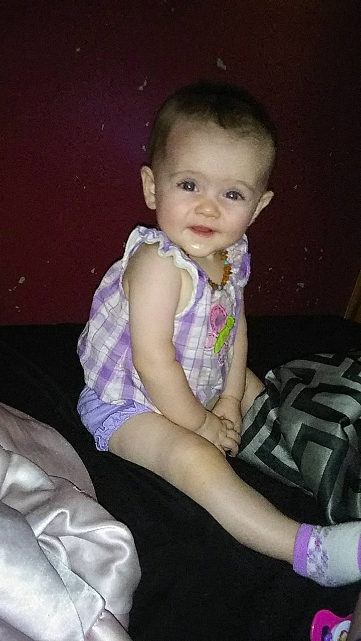 Leyla joined the competition — help win amazing prizes! baby, cheek, child, leg, person, sitting, skin, smile, toddler