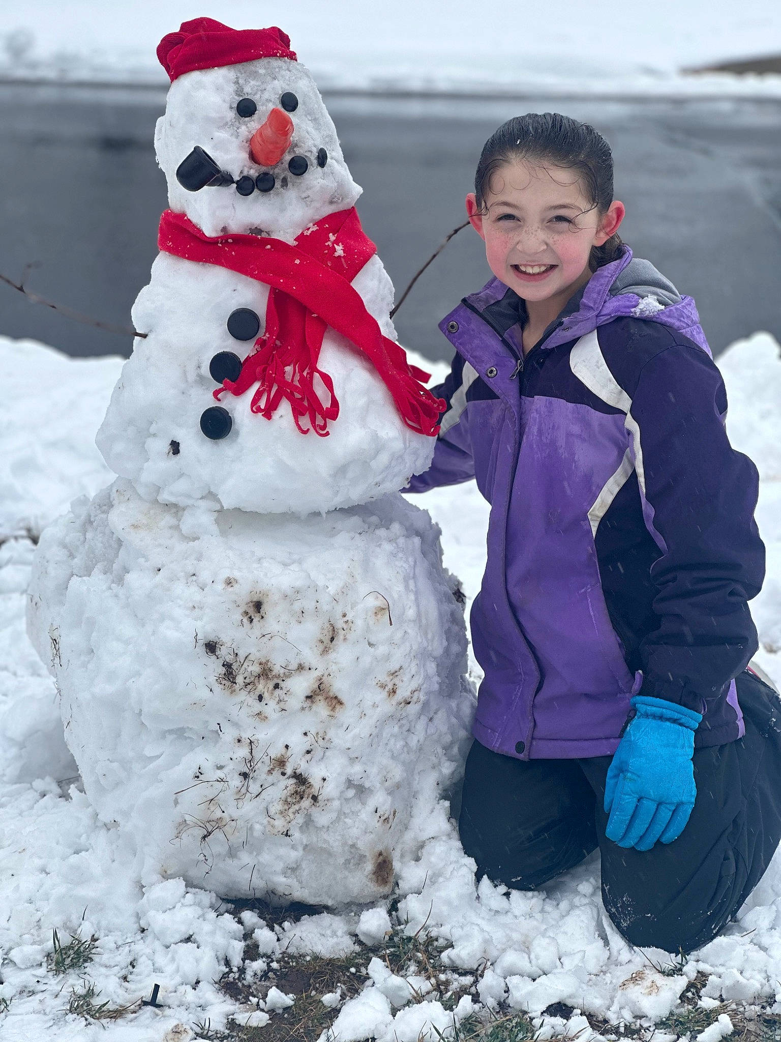 Bella joined the competition — help win amazing prizes! event, freezing, fun, glove, happy, hat, jacket, joy, person, photograph, playing_in_the_snow, precipitation, recreation, sky, smile, snow, snowman, toddler, tree, white