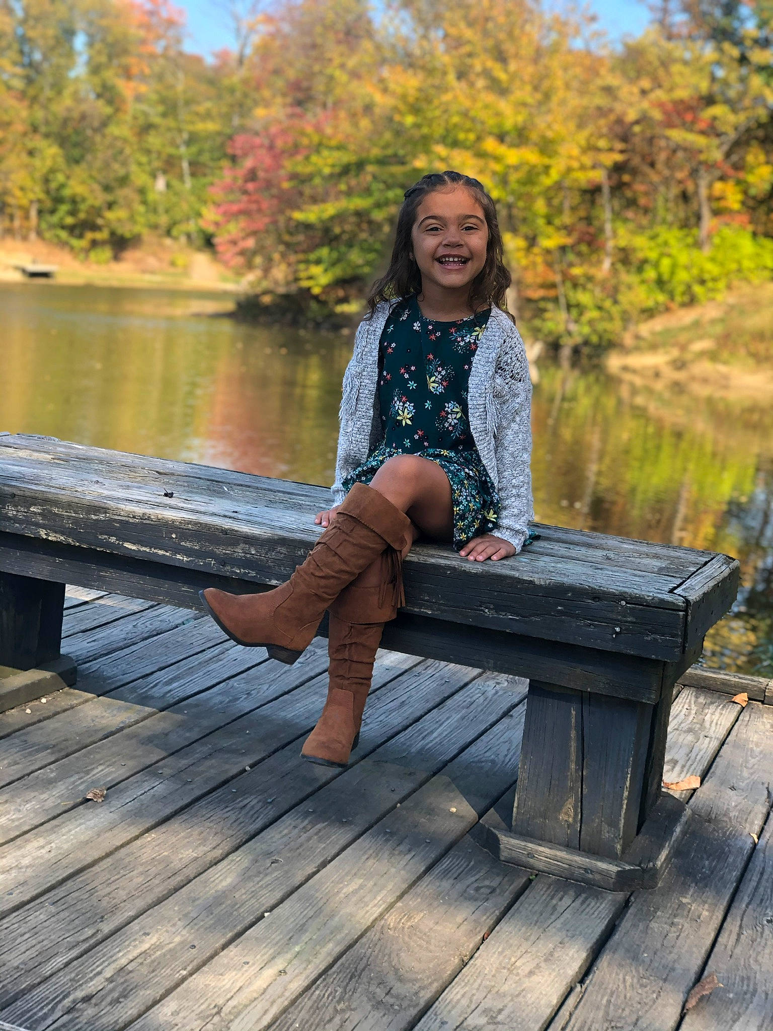 Cecelia joined the competition — help win amazing prizes! autumn, beauty, bench, blue, botany, furniture, joy, lady, lake, leaf, leg, leisure, outdoor_furniture, person, photography, sitting, spring, table, tree, water