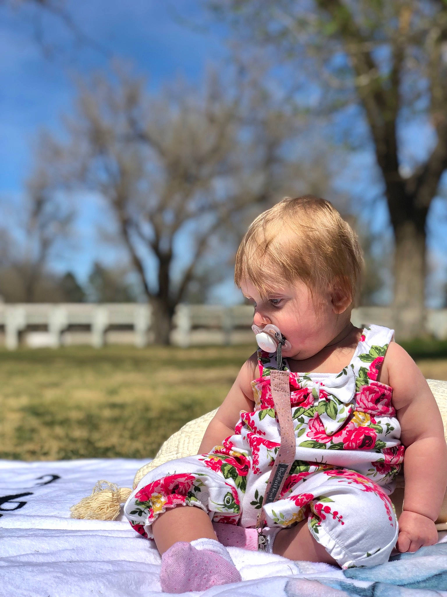 Alanna joined the competition — help win amazing prizes! baby, baby_toddler_clothing, child, fun, grass, happy, leisure, pattern, people_in_nature, person, plant, play, portrait_photography, recreation, sitting, sky, spring, table, toddler, tree