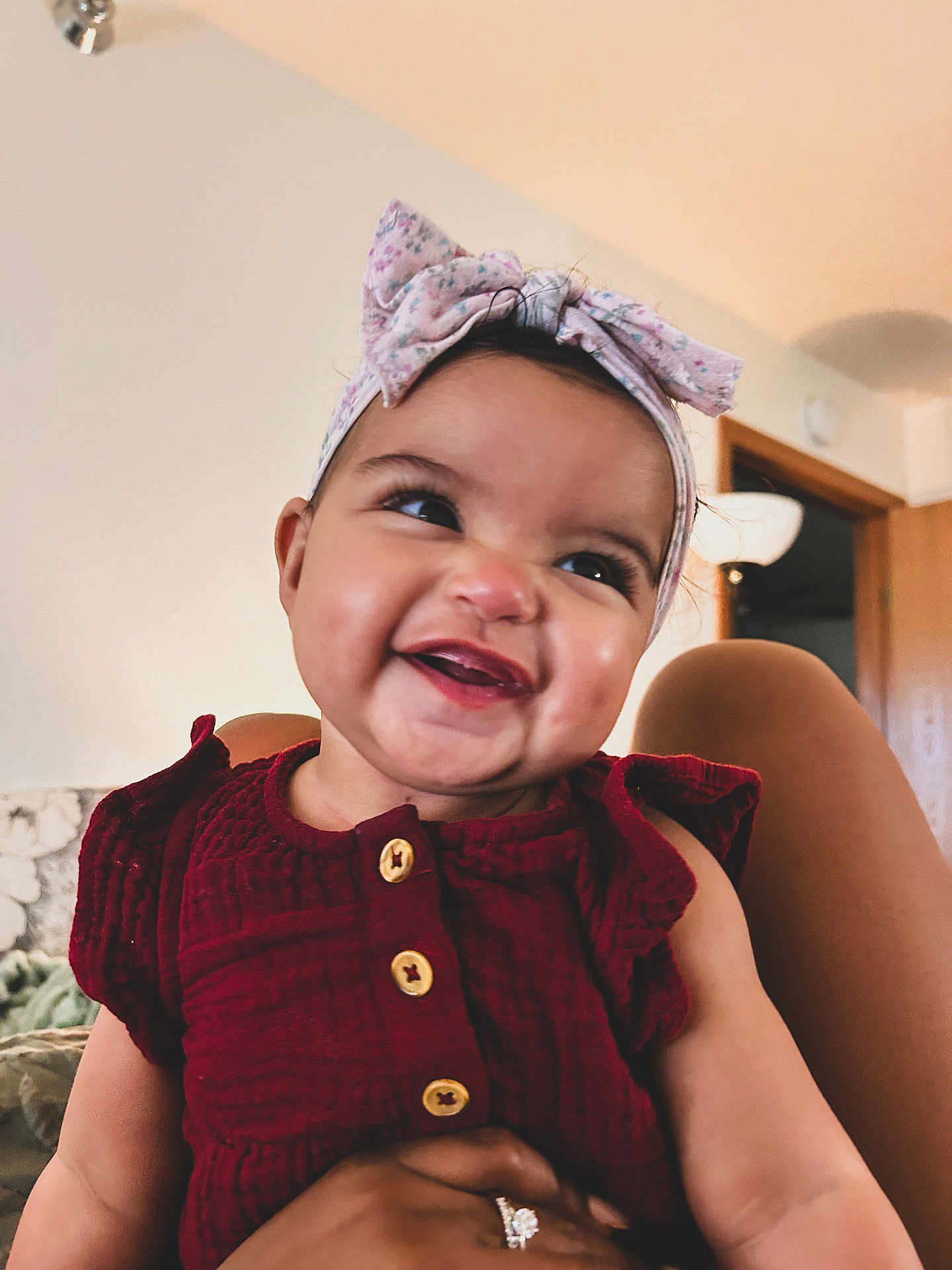 Skyler joined the competition — help win amazing prizes! baby, child, smiling, headband, dress, indoor, person, happy, portrait, hand, ring, furniture, home, face, cute, infant, skin, eyes, mouth, nose
