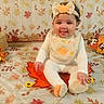 Aniree joined the competition — help win amazing prizes! autumn, baby, child, clothing, cute, decorations, fall, festive, headband, holiday, indoors, infant, leaf_mat, playful, portrait, pumpkin, seasonal, smile, thankful, tongue_out