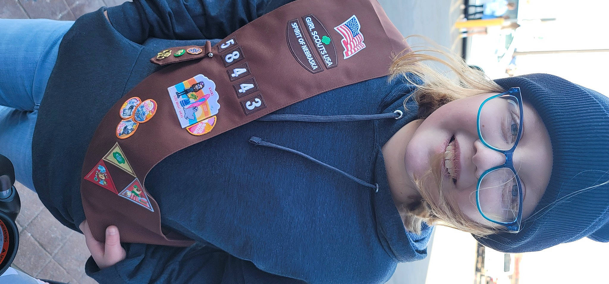 Kairi joined the competition — help win amazing prizes! audio_equipment, bag, button, child, denim, electric_blue, eyewear, fashion_accessory, glasses, headgear, headwear, joy, linens, pattern, person, personal_protective_equipment, pocket, sleeve, sportswear, t_shirt