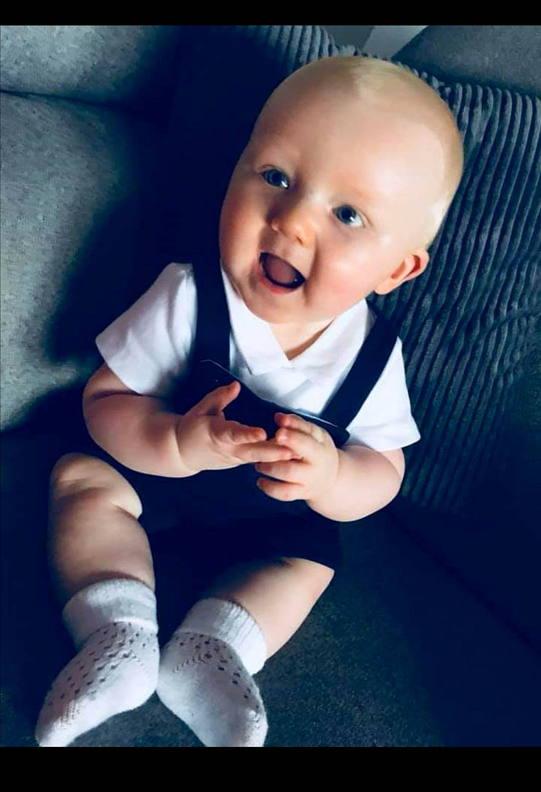 Kaleb joined the competition — help win amazing prizes! baby, baby_laughing, cheek, child, child_model, facial_expression, happy, mouth, person, photography, portrait, portrait_photography, skin, smile, toddler