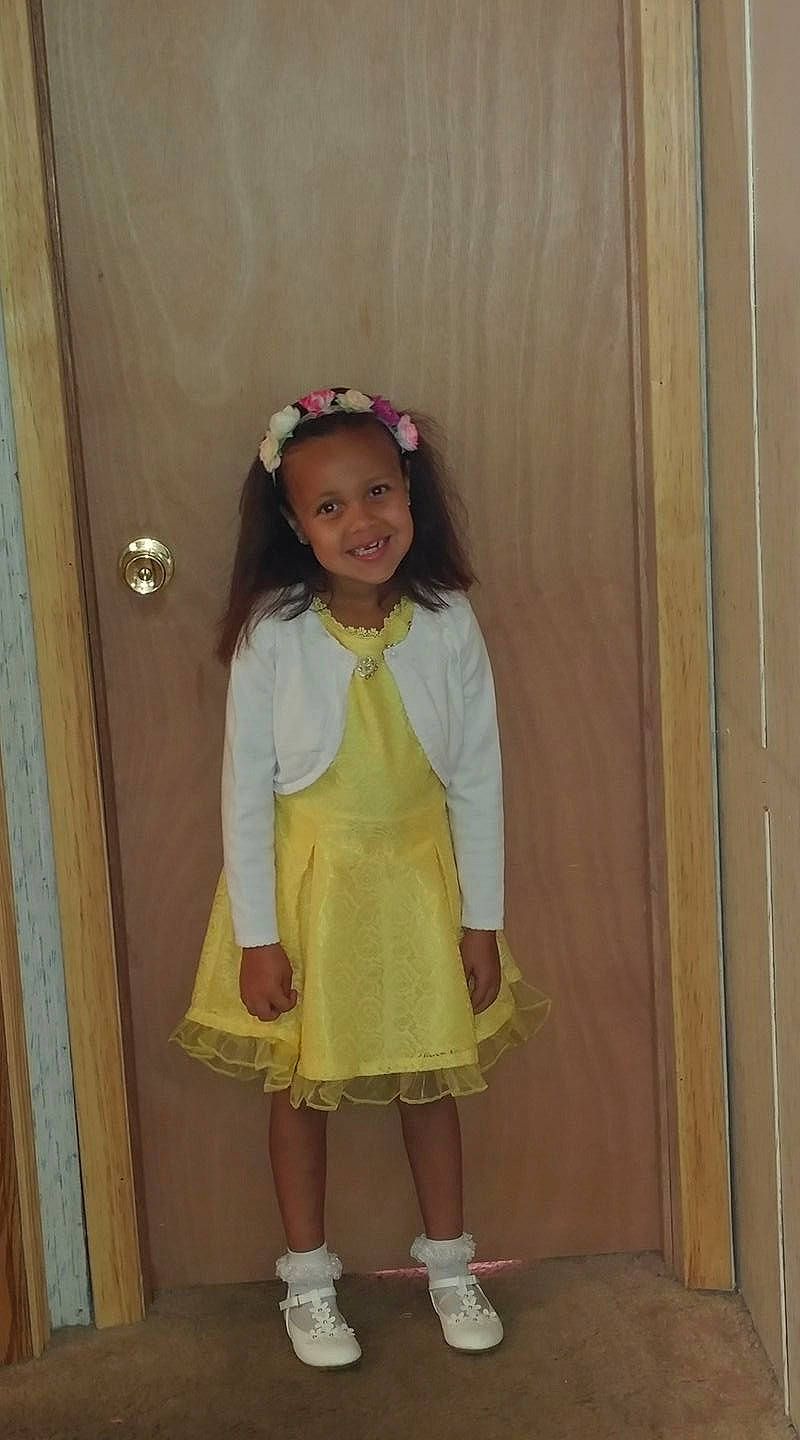 Kyndall is registered to the contest to win money with this photo: child, clothing, joy, person, standing