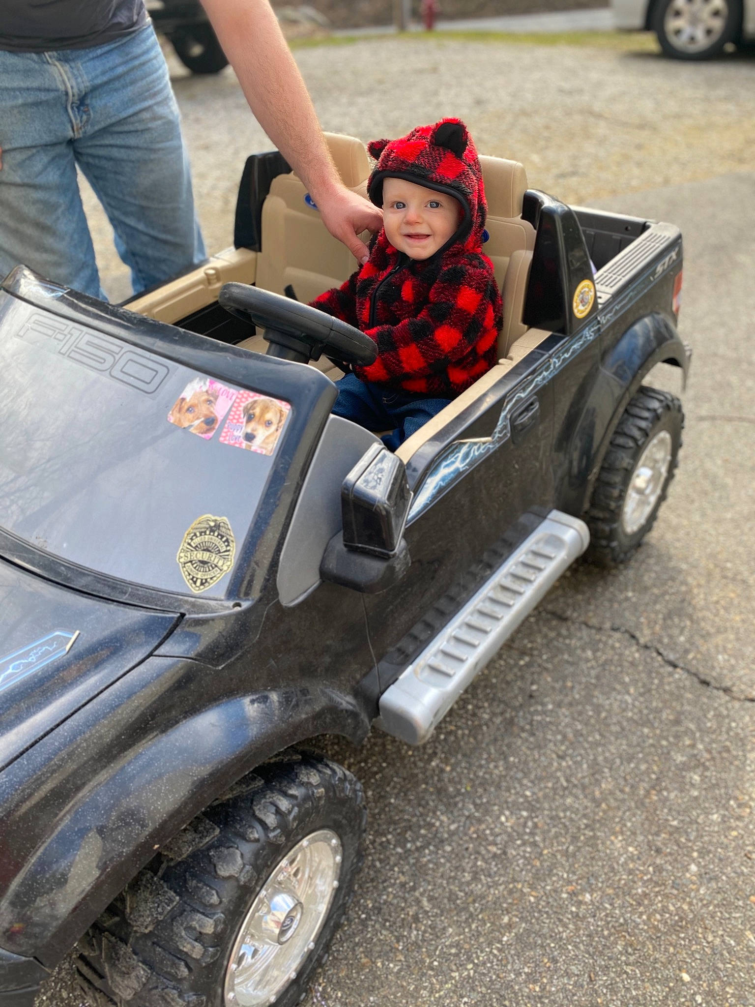 Brantley is registered to the contest to win money with this photo: auto_part, car, headwear, off_road_vehicle, off_roading, person, tire, vehicle, wheel