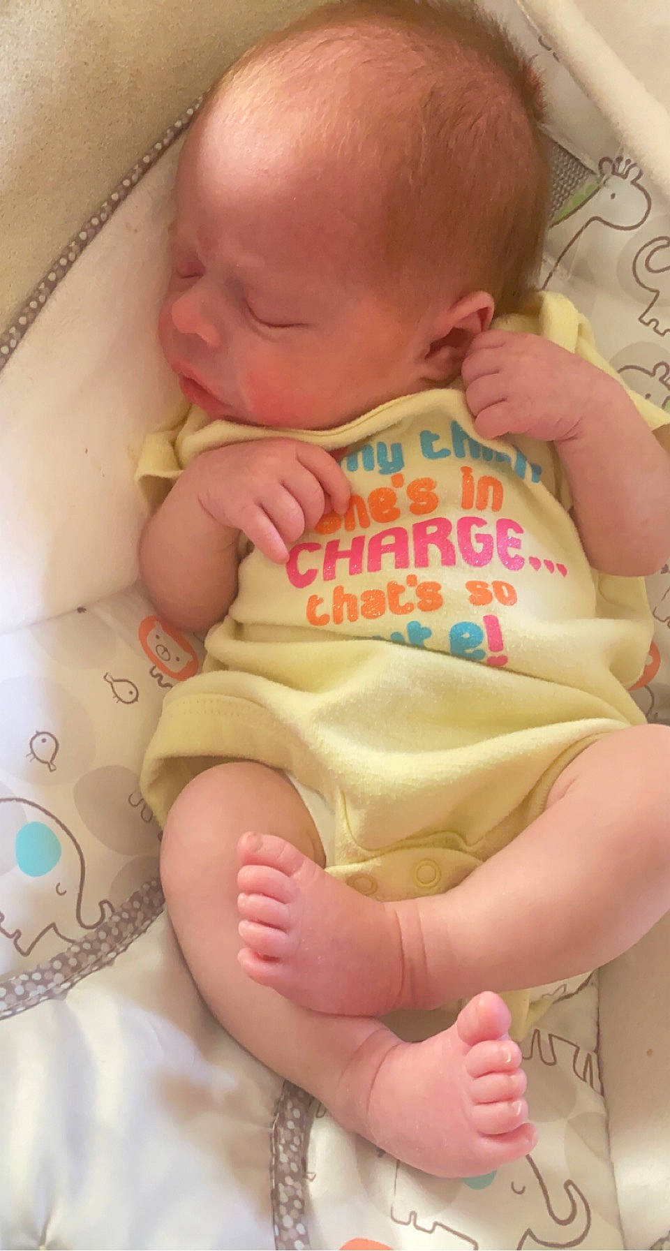 Sunshine is registered to the contest to win money with this photo: arm, baby, baby_toddler_clothing, cheek, comfort, facial_expression, finger, human_body, mouth, muscle, nose, organ, person, pink, product, skin, sleeve, stomach, thumb, toddler