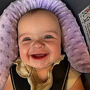 Barbara joined the competition — help win amazing prizes! baby, babywearing, cheerful, child, closeup, clothing, cushion, cute, face, happy, headrest, indoor, infant, person, plush, portrait, purple, seat, seatbelt, smiling