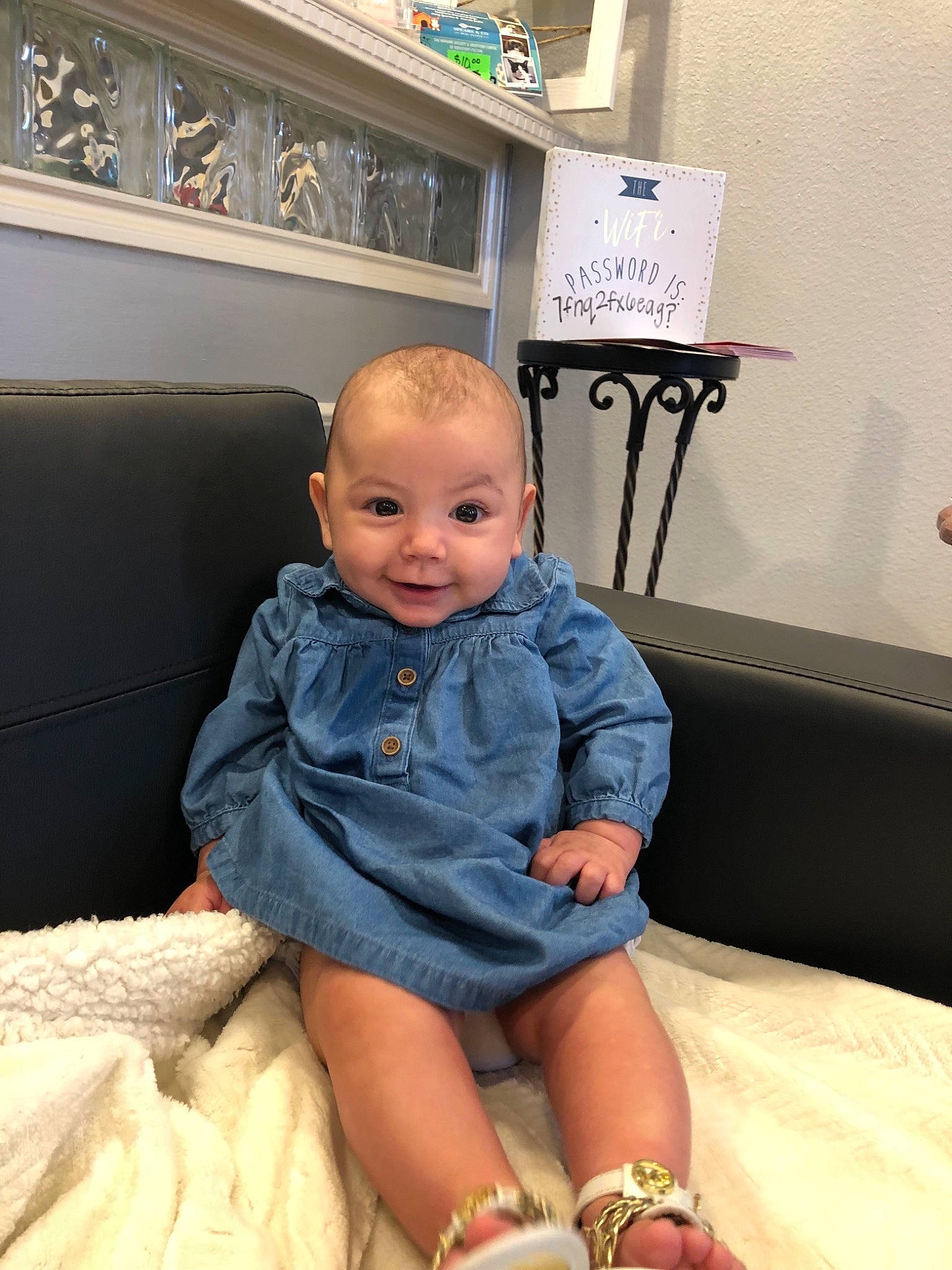 Aura joined the competition — help win amazing prizes! arm, baby, child, leg, person, room, sitting, skin, smile, toddler