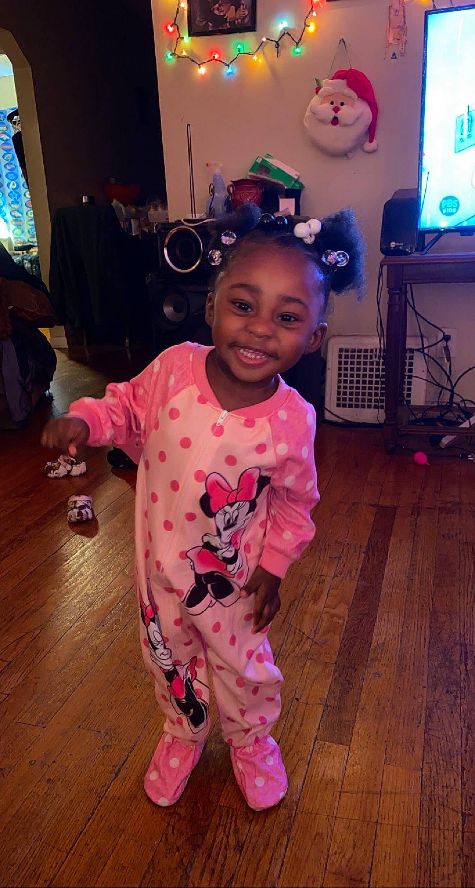 Serenity joined the competition — help win amazing prizes! active_pants, baby, baby_toddler_clothing, child, event, floor, flooring, fun, happy, hardwood, joy, magenta, pajamas, person, pink, purple, skin, sleeve, smile, television