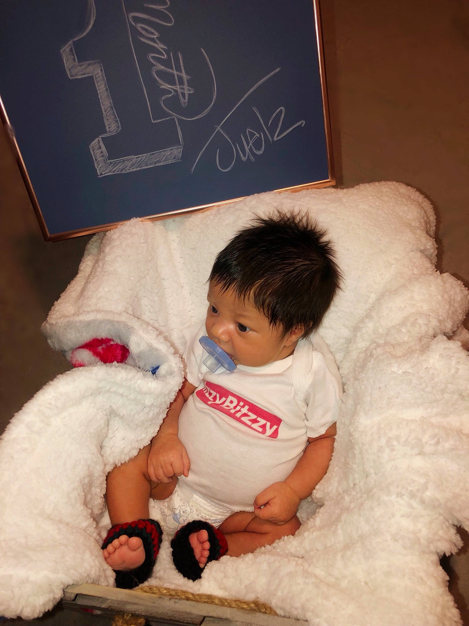 Juelz joined the competition — help win amazing prizes! bedtime, child, fun, fur, girl, human, infant, material, person, product, sitting, skin, smile, textile, toddler, white