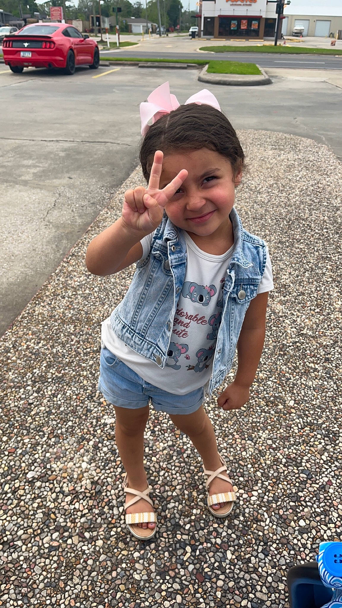 Paisleigh joined the competition — help win amazing prizes! asphalt, automotive_lighting, baby_toddler_clothing, baseball_cap, cap, fun, grass, happy, hat, joy, leisure, pattern, person, road, road_surface, sleeve, smile, snapshot, t_shirt, toddler