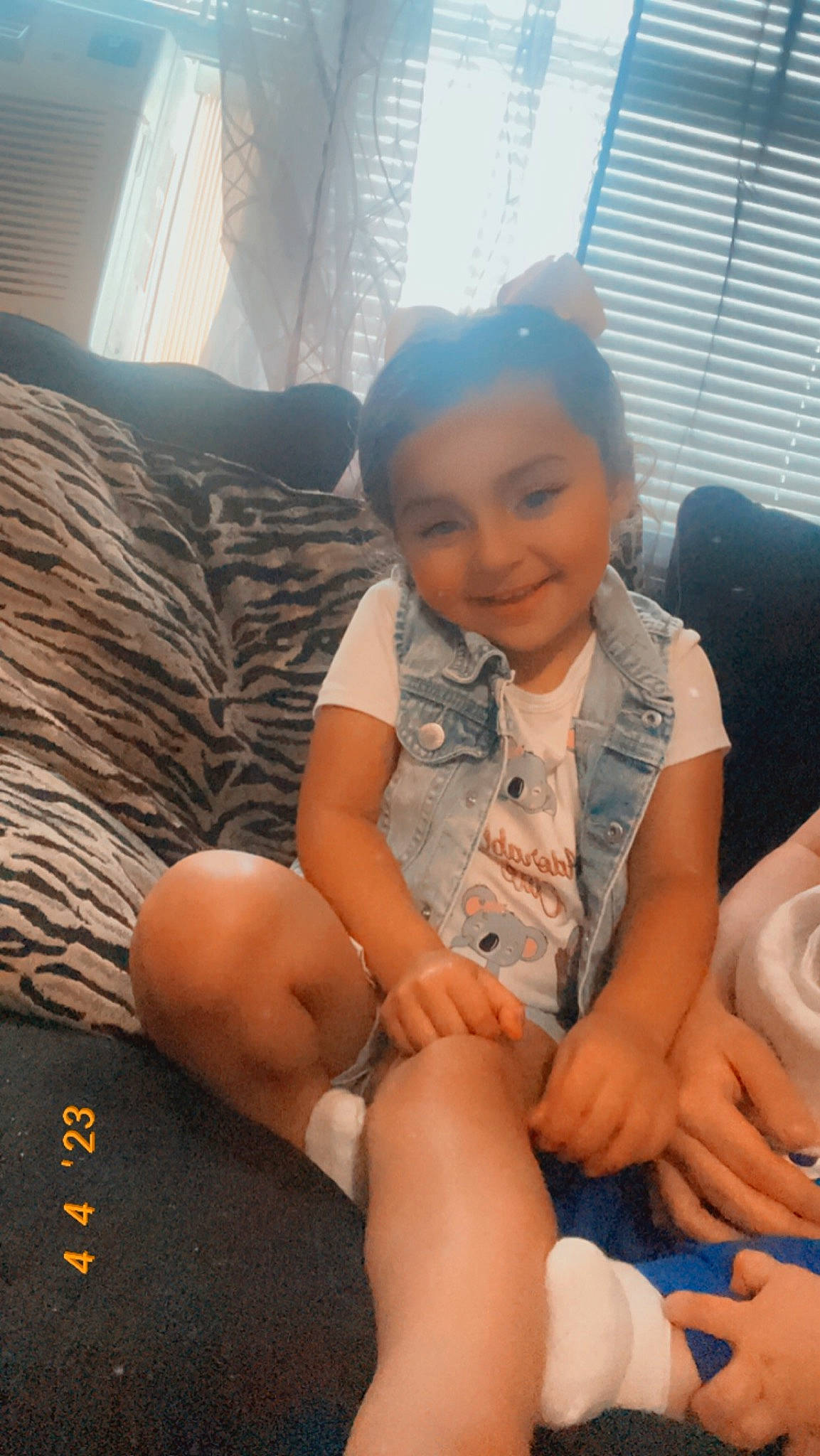 Paisleigh joined the competition — help win amazing prizes! arm, baby_toddler_clothing, comfort, finger, hairstyle, happy, headwear, joy, knee, lap, leg, mouth, muscle, neck, person, shorts, skin, smile, thigh, thumb