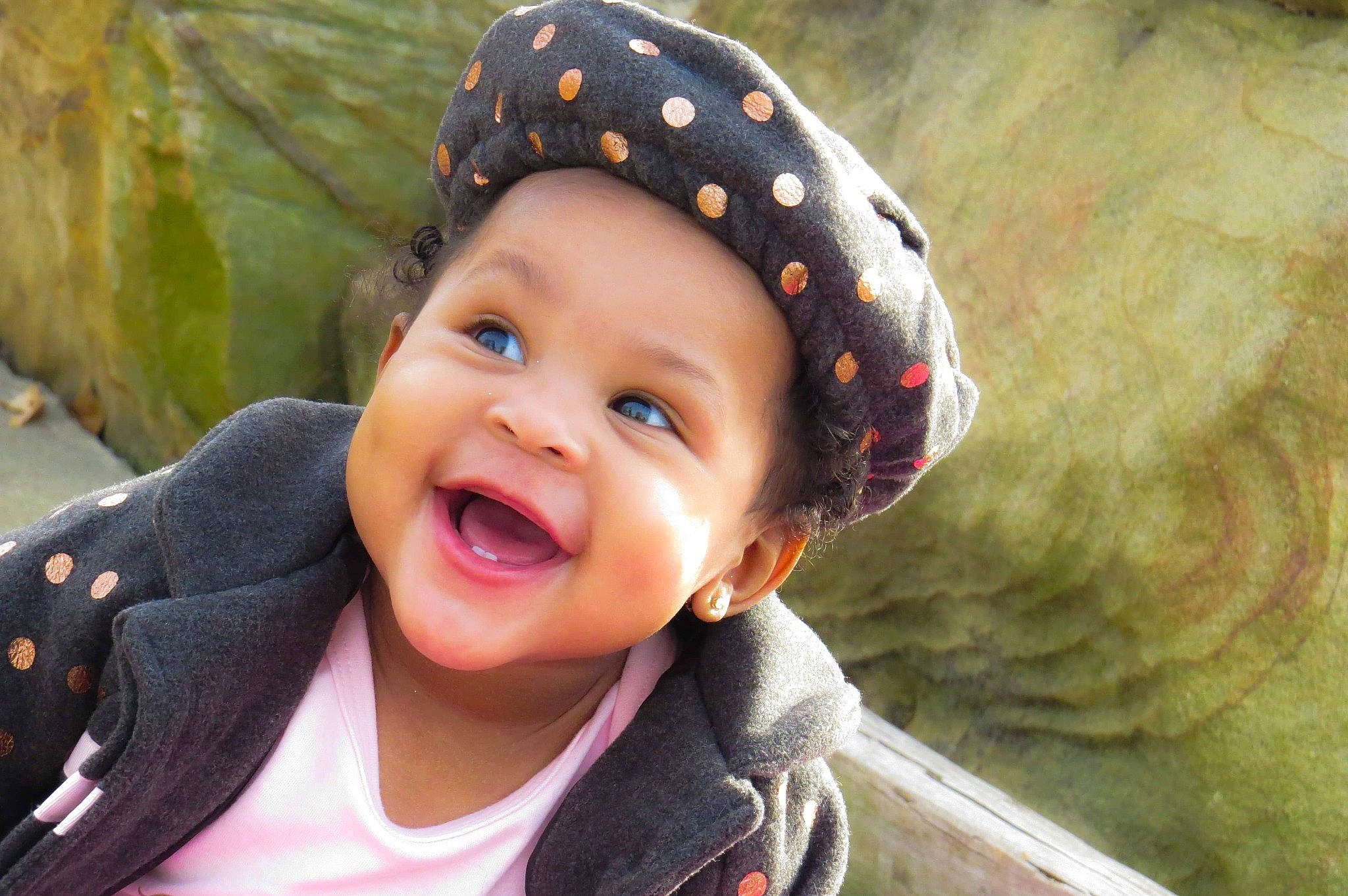 Ivy joined the competition — help win amazing prizes! baby, bonnet, cheek, child, cool, eye, face, facial_expression, fun, happy, hat, head, headgear, lip, nose, person, pink, skin, smile, toddler