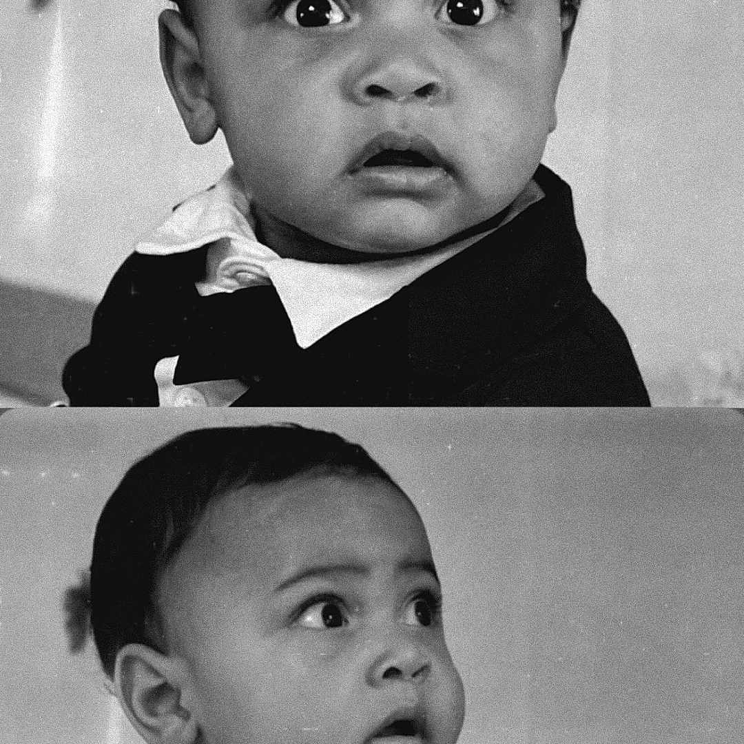 Wilson participe au concours pour gagner de l'argent avec cette photo : baby, black_and_white, portrait, child, expression, curious, suit, toddler, face, closeup, indoor, collage, photography, emotion, young, cute, formal_clothing, studio, monochrome, innocent