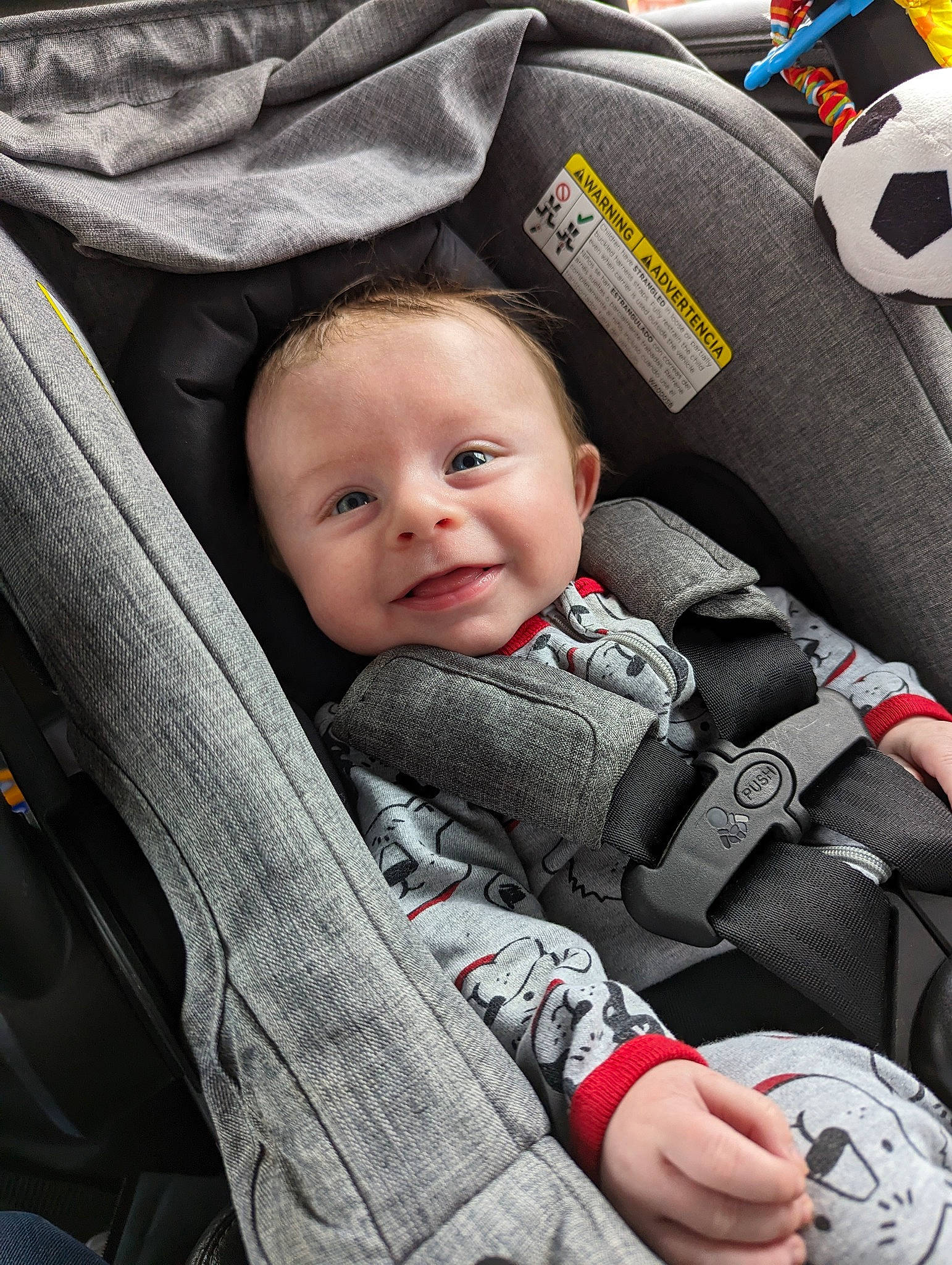 Jaydan joined the competition — help win amazing prizes! auto_part, baby, baby_carriage, baby_in_car_seat, baby_products, baby_safety, baby_toddler_clothing, car_seat, car_seat_cover, child, comfort, motor_vehicle, people, person, product, sitting, smile, toddler
