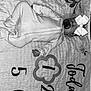 baby, sleeping, onesie, bow, headband, pacifier, blanket, milestone, numbers, days, infant, child, cozy, cute, peaceful, portrait, black_and_white, fabric, resting, closeup