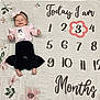 Ava is registered to the contest to win money with this photo: baby, black_pants, celebration, child, cute, female, floral_pattern, happy, headband, indoors, infant, lying_down, milestone_blanket, months_marker, pink_bow, pink_clothing, portrait, smiling, three_months, young