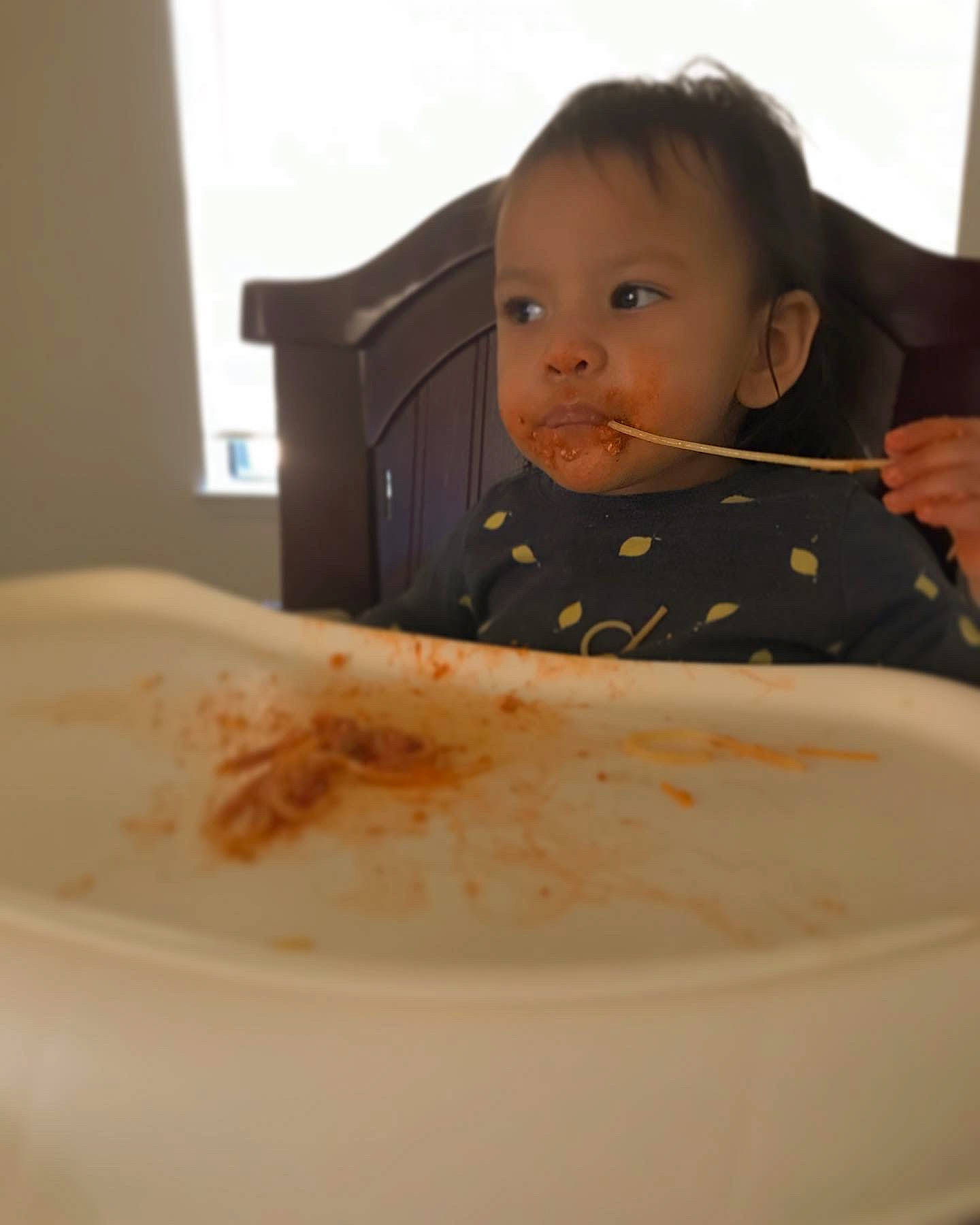 Evalyn joined the competition — help win amazing prizes! baby, baby_food, baby_toddler_clothing, ceramic, child, comfort_food, dishware, eating, eye, food_craving, kitchen_utensil, meal, person, porcelain, serveware, spoon, taste, toddler