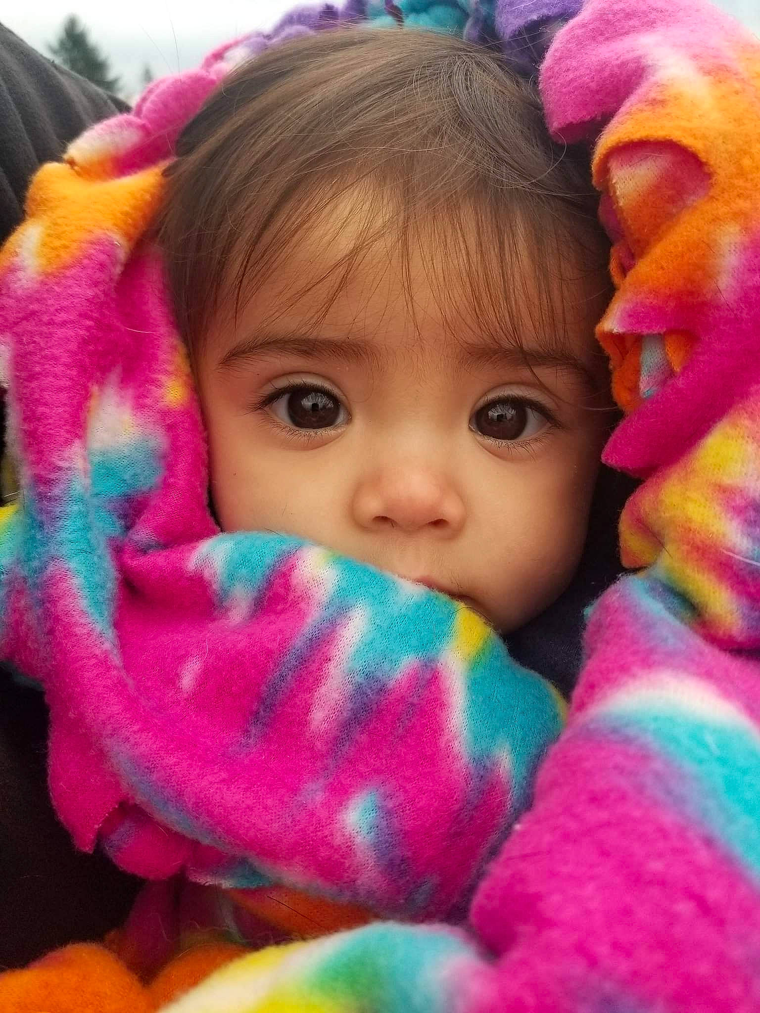 Sapphire joined the competition — help win amazing prizes! baby, cheek, child, close_up, eye, face, head, iris, lip, magenta, mouth, nose, person, pink, play, purple, skin, smile, textile, toddler