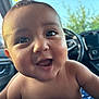 Gabriela is registered to the contest to win money with this photo: baby, child, smiling, face, closeup, indoor, car, dashboard, window, skin, eyes, mouth, joyful, cute, portrait, infant, happy, person, young, expression