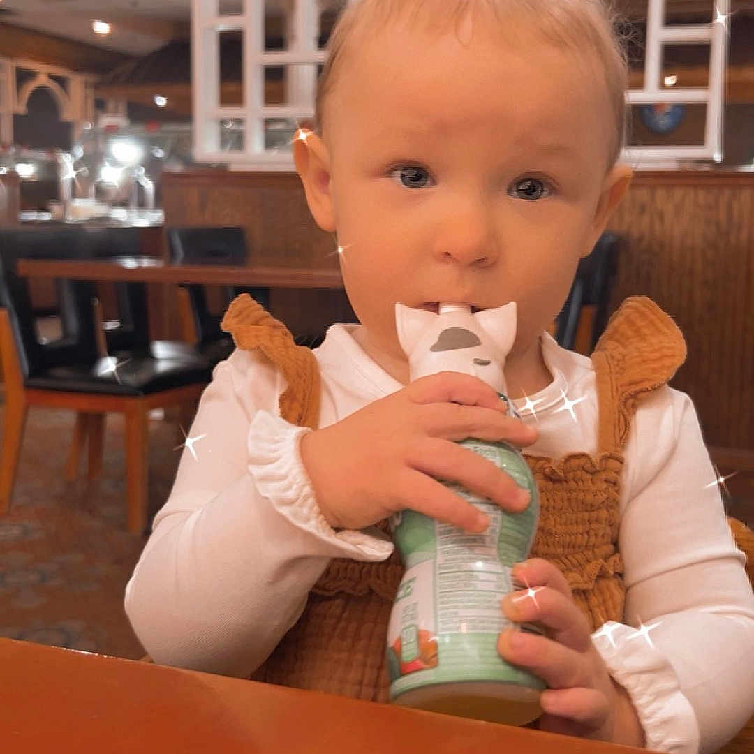 Bayleigh Lynn joined the competition — help win amazing prizes! architecture, baby, beverage, building, cream, cup, cutlery, diningroom, diningtable, face, furniture, head, indoors, person, photography, portrait, room, spoon, table, wood