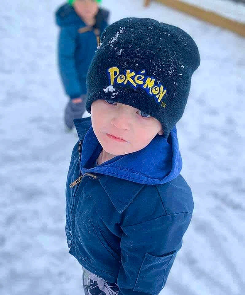 Dominick joined the competition — help win amazing prizes! blue, cap, clothing, electric_blue, fashion_accessory, freezing, fun, glove, hat, headgear, headwear, hood, jacket, knit_cap, leisure, person, recreation, snow, street_fashion, toddler