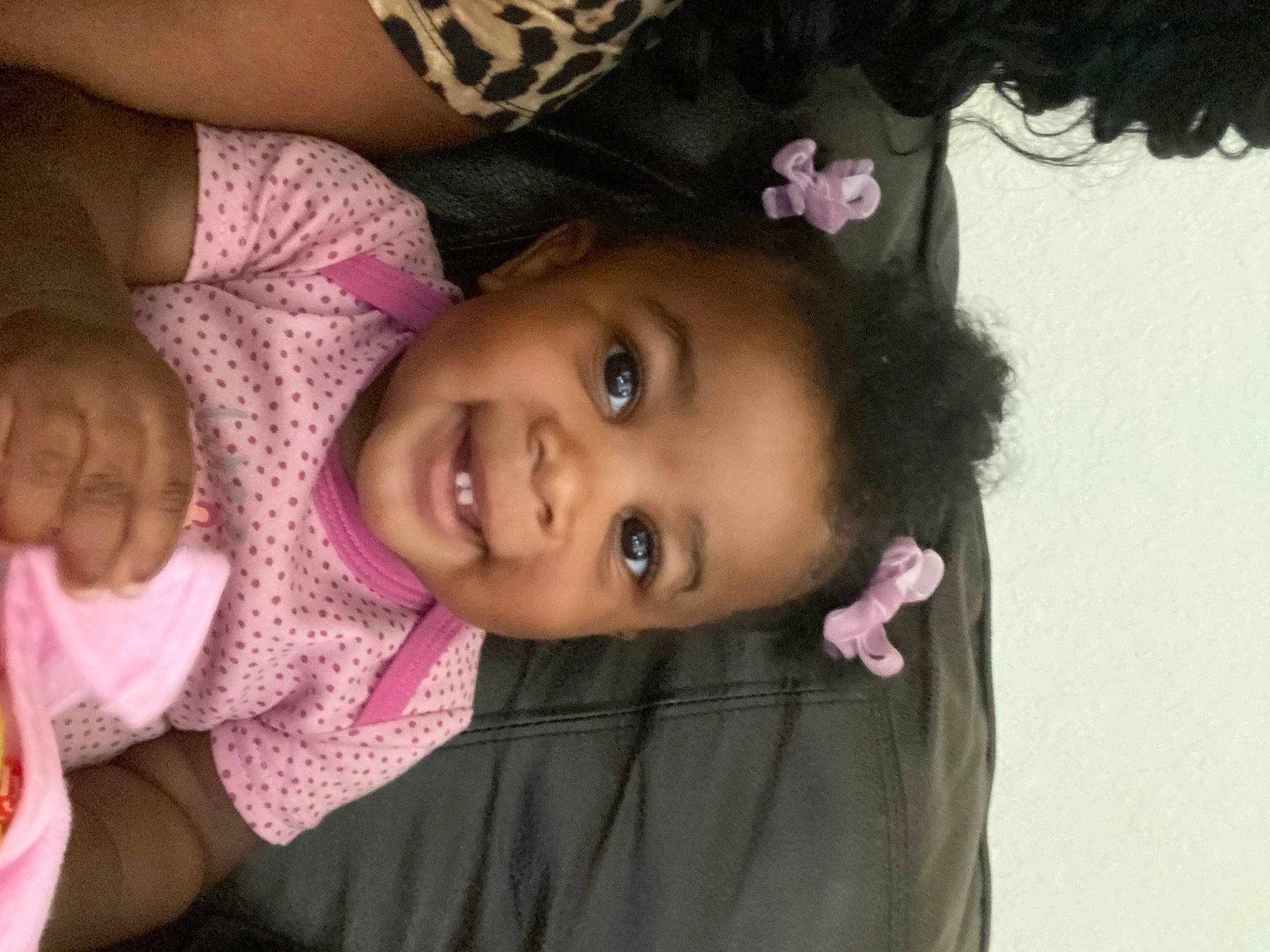 Iyana joined the competition — help win amazing prizes! baby_toddler_clothing, black_hair, cheek, chin, eye, eyebrow, eyelash, hairstyle, happy, headgear, iris, joy, lip, mouth, nose, organ, person, pink, purple, skin
