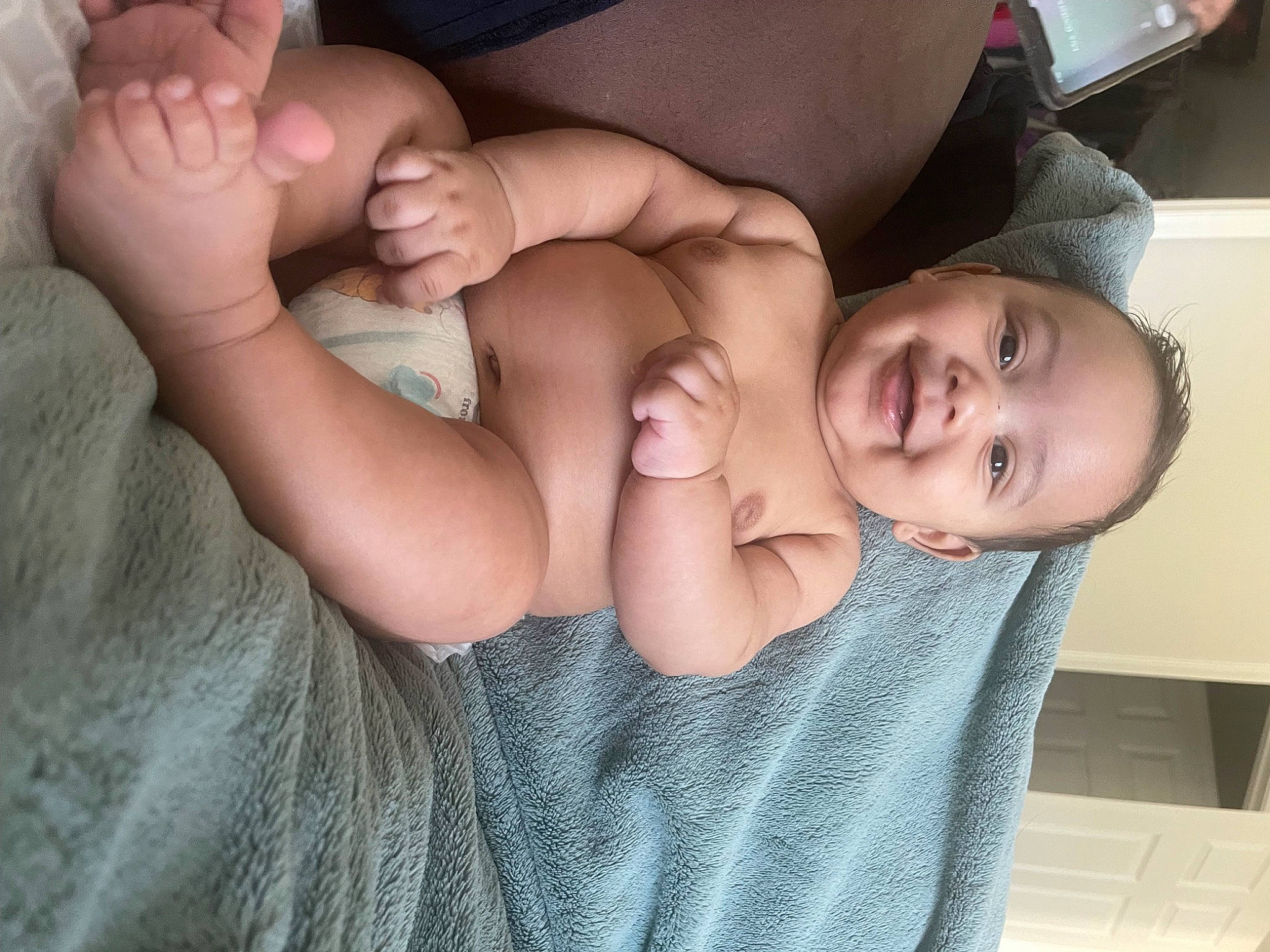 Kylan joined the competition — help win amazing prizes! abdomen, arm, baby, chest, comfort, elbow, finger, gesture, hand, human_body, joint, joy, leg, mouth, muscle, person, skin, smile, stomach, thigh