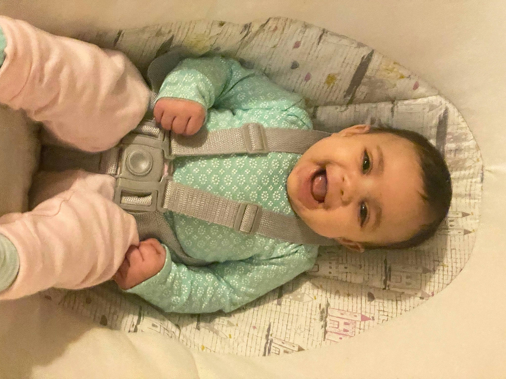 Rosalynn joined the competition — help win amazing prizes! baby, baby_products, baby_sleeping, baby_toddler_clothing, child, comfort, gesture, happy, head, human_body, joy, linens, mouth, nail, person, skin, sleeve, smile, thumb, toddler