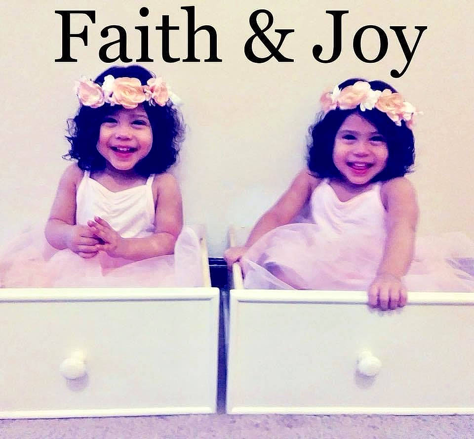 Twins Faith And Joy is registered to the contest to win money with this photo: beauty, dress, facial_expression, fashion, fashion_design, finger, font, fun, gesture, hair, hand, happy, headgear, headpiece, headwear, human_body, jewellery, joy, person, pink